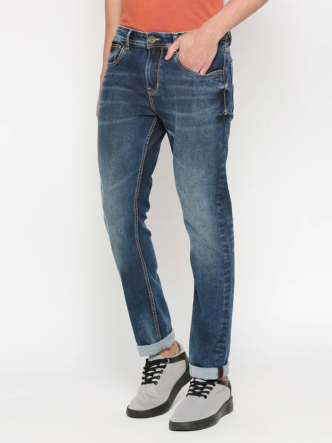 Blue Slim Fit Denims For Men By Being Human Clothing - Image 2