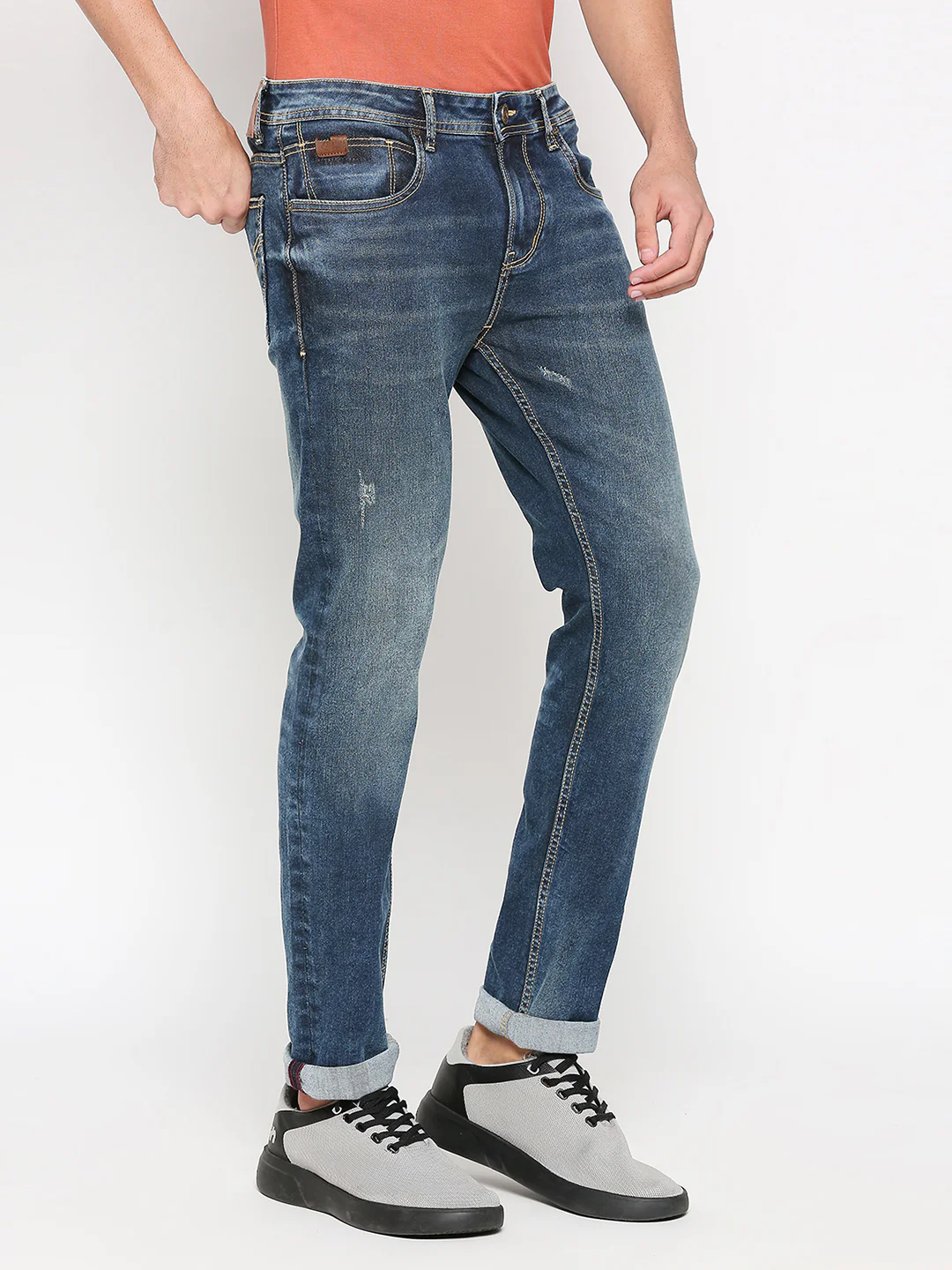 Blue Slim Fit Denims For Men By Being Human Clothing - Image 3