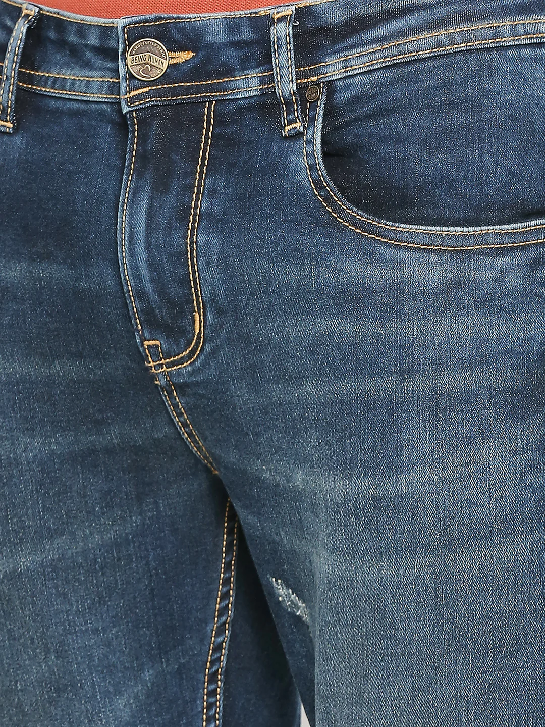 Blue Slim Fit Denims For Men By Being Human Clothing - Image 5