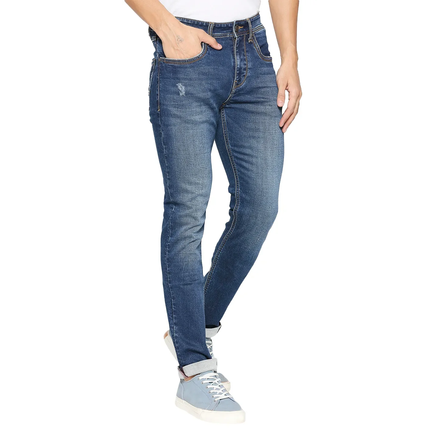 Blue Slim Straight Fit Men's Denims by Being Human Clothing - Image 3