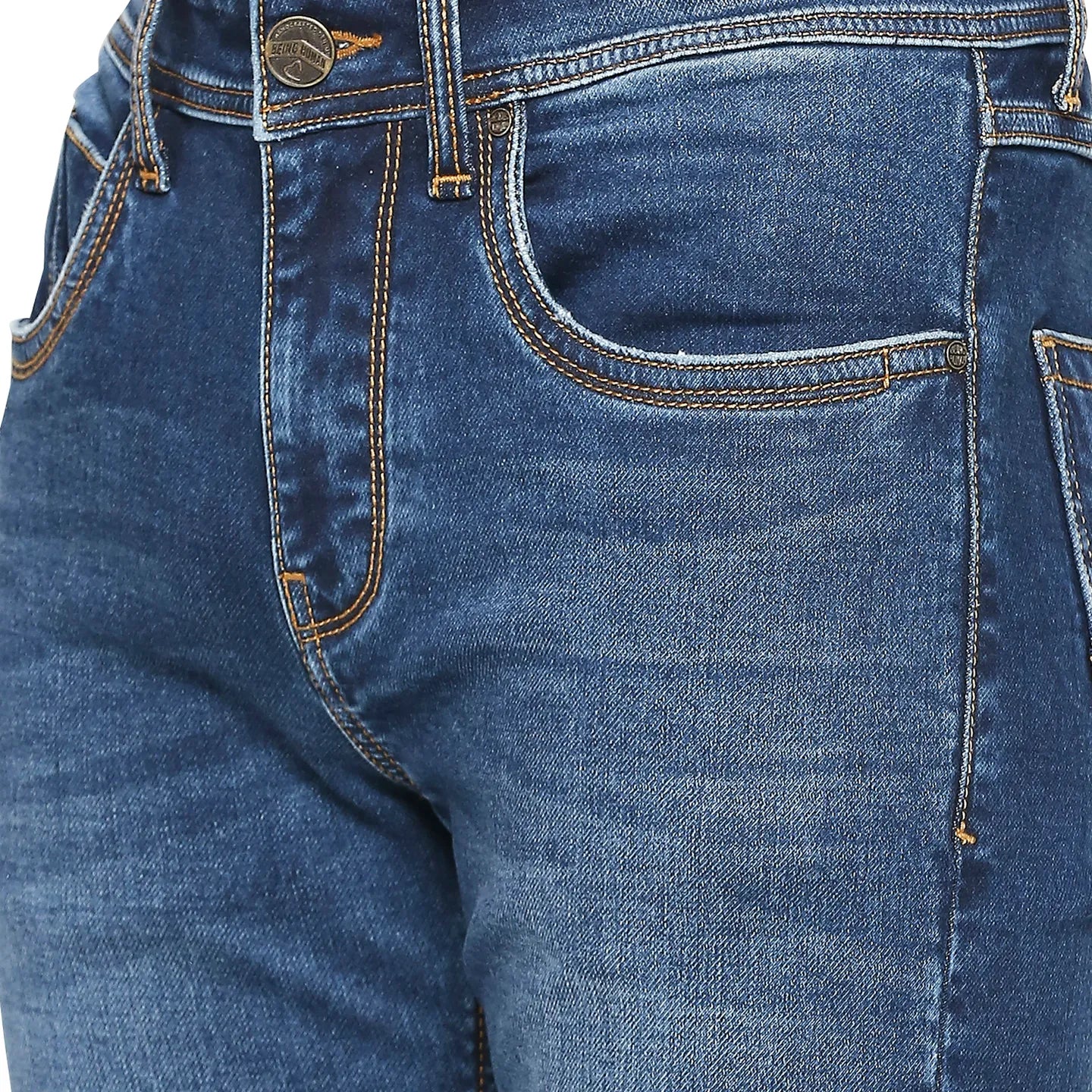 Blue Slim Straight Fit Men's Denims by Being Human Clothing - Image 5