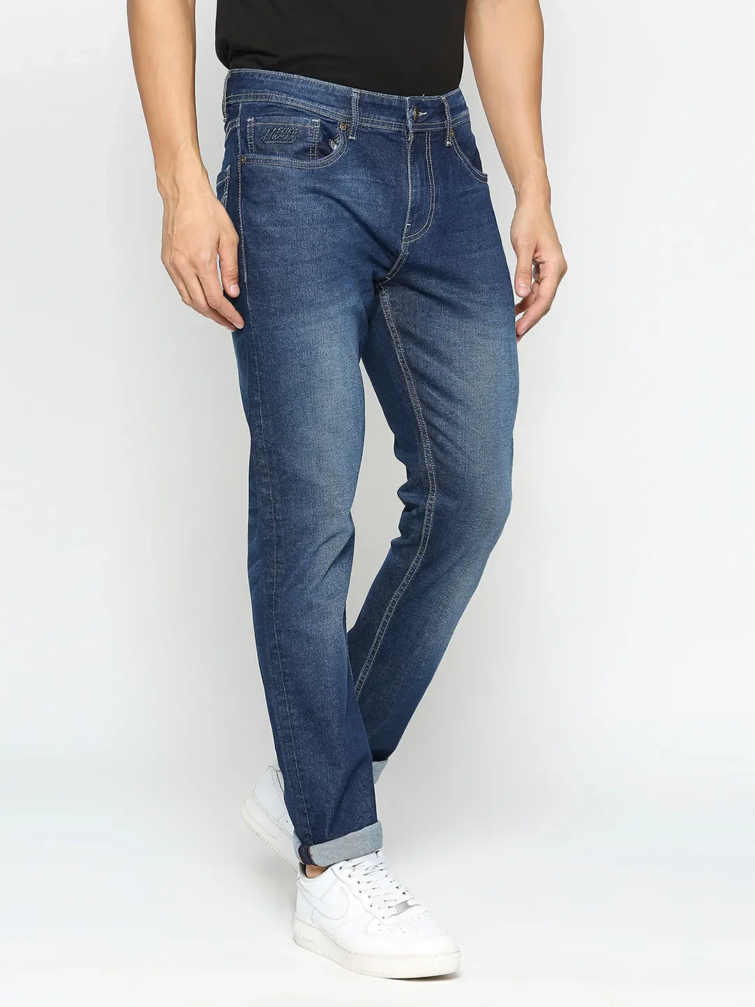 Blue Slim Straight Fit Men's Denims by Being Human Clothing - Image 3