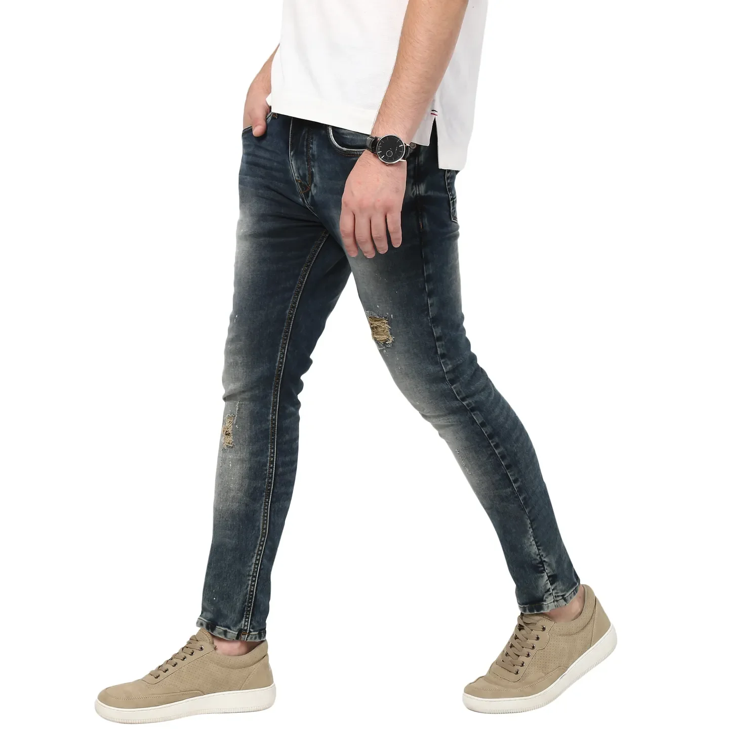 Blue Slim Straight Fit Men's Denims by Being Human Clothing - Image 4