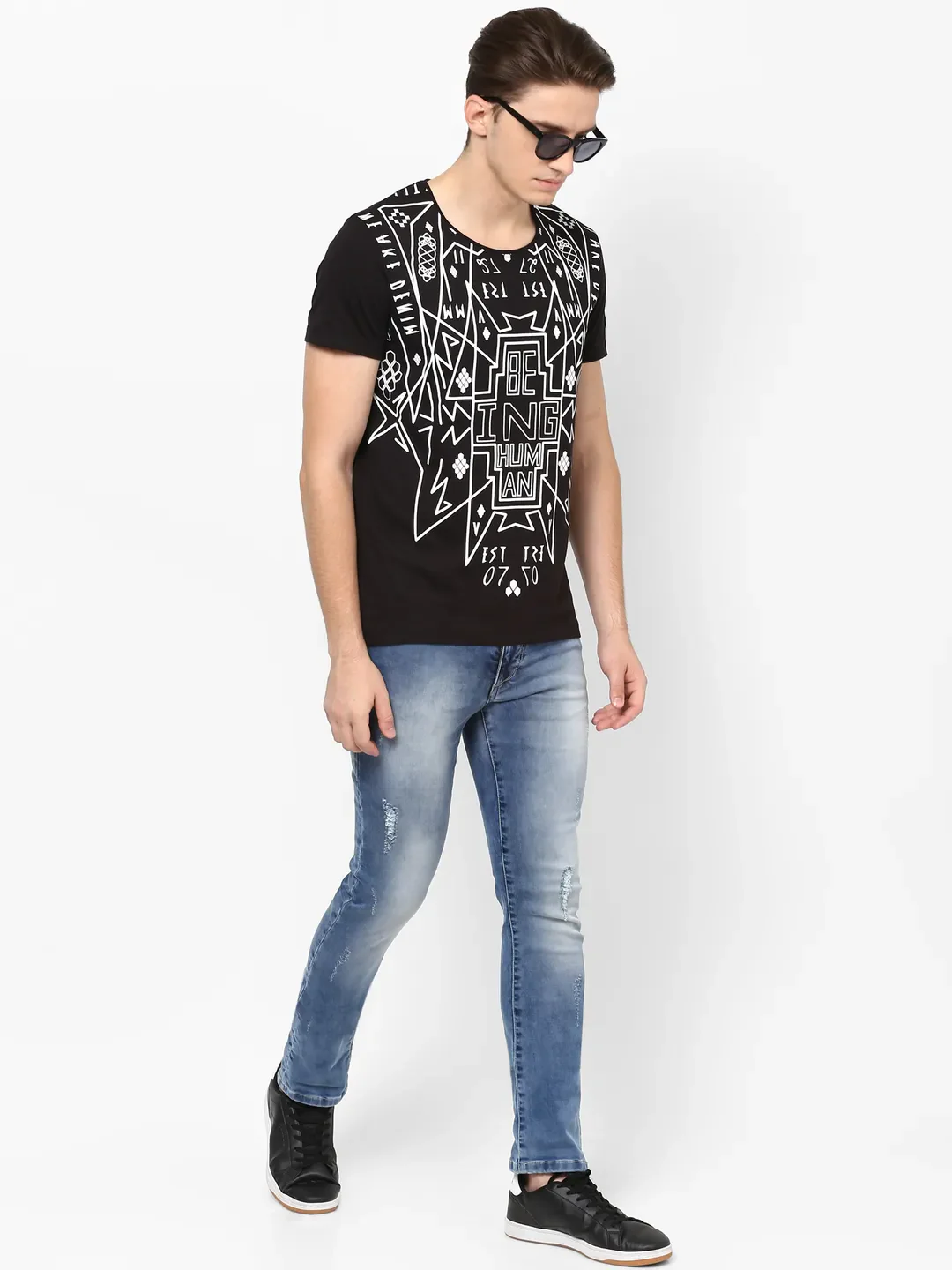 Blue Slim Straight Fit Men's Denims by Being Human Clothing - Image 5