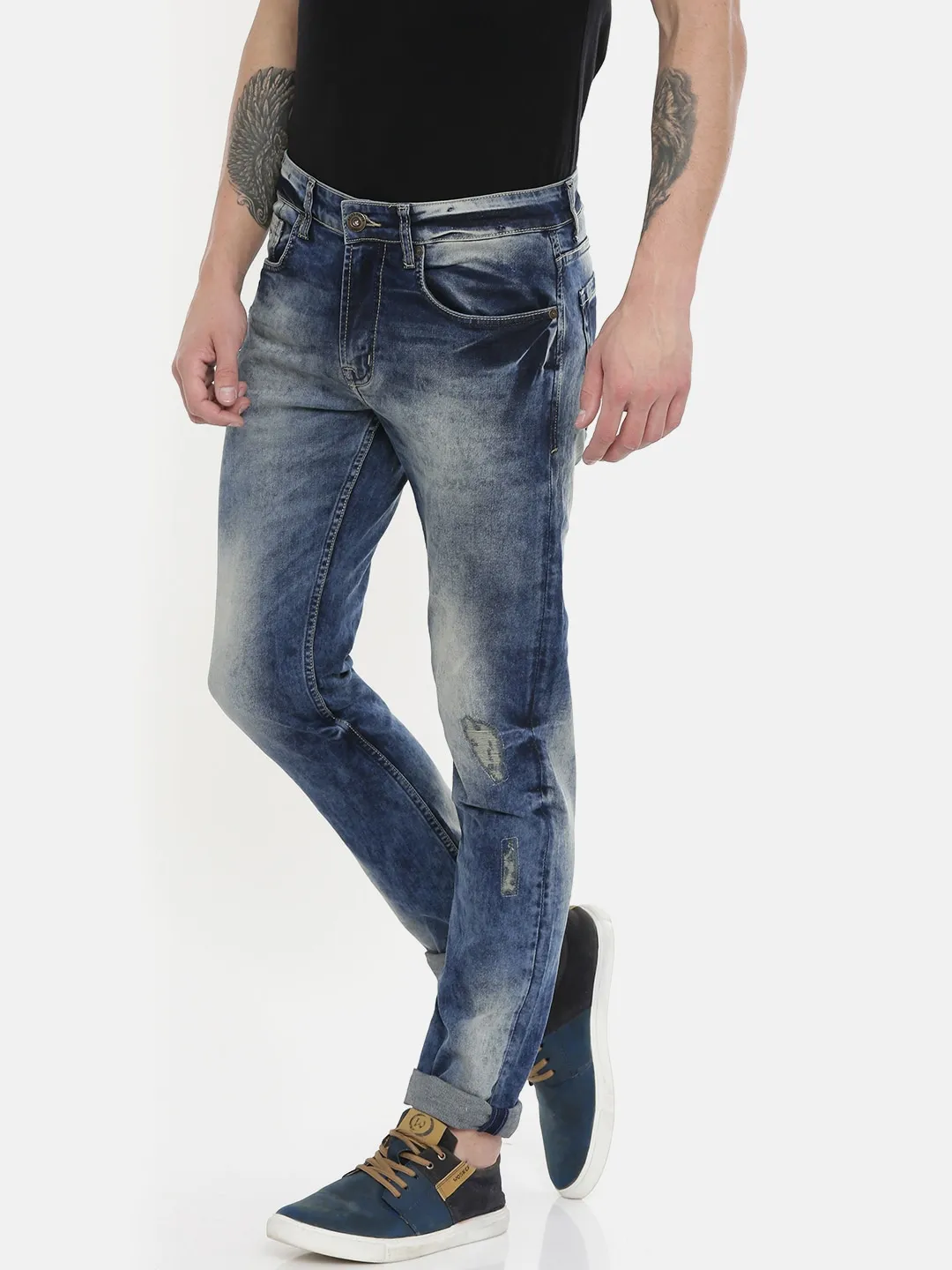 Blue Slim Straight Fit Men's Denims by Being Human Clothing - Image 2