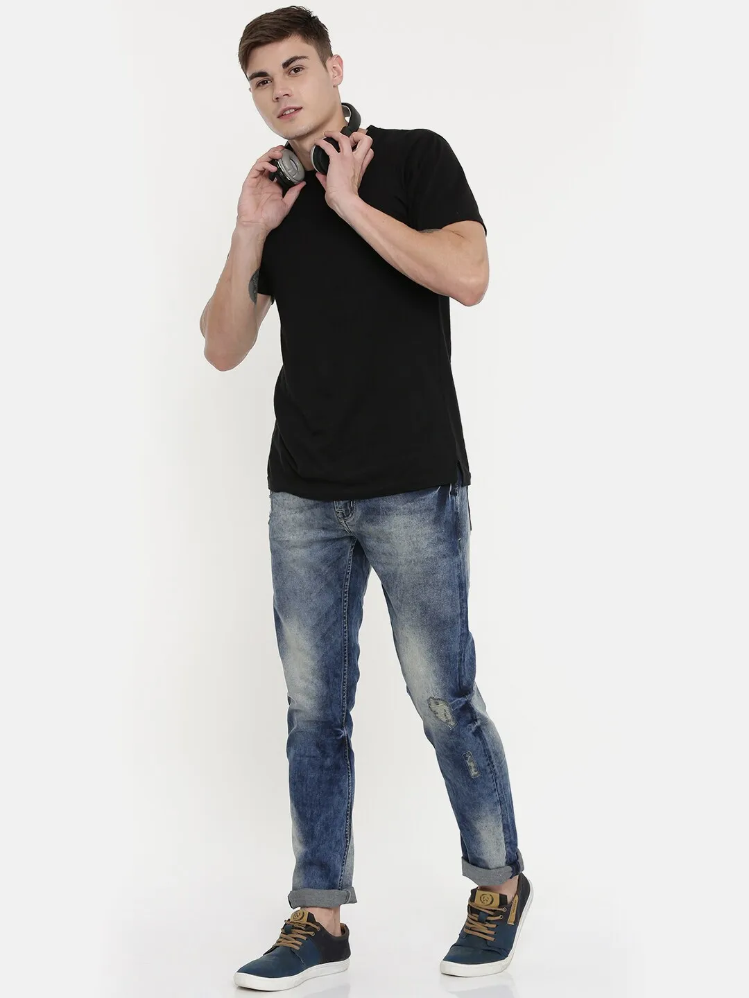 Blue Slim Straight Fit Men's Denims by Being Human Clothing - Image 5