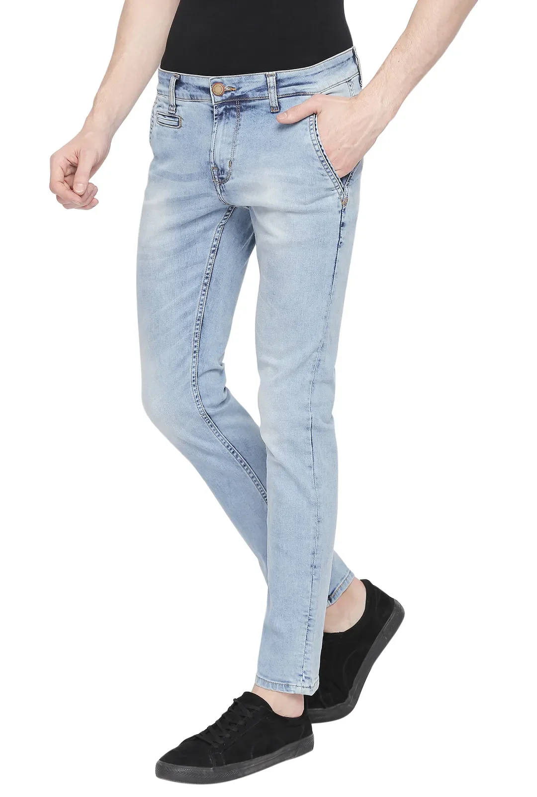 Blue Slim Straight Fit Men's Denims by Being Human Clothing - Image 3