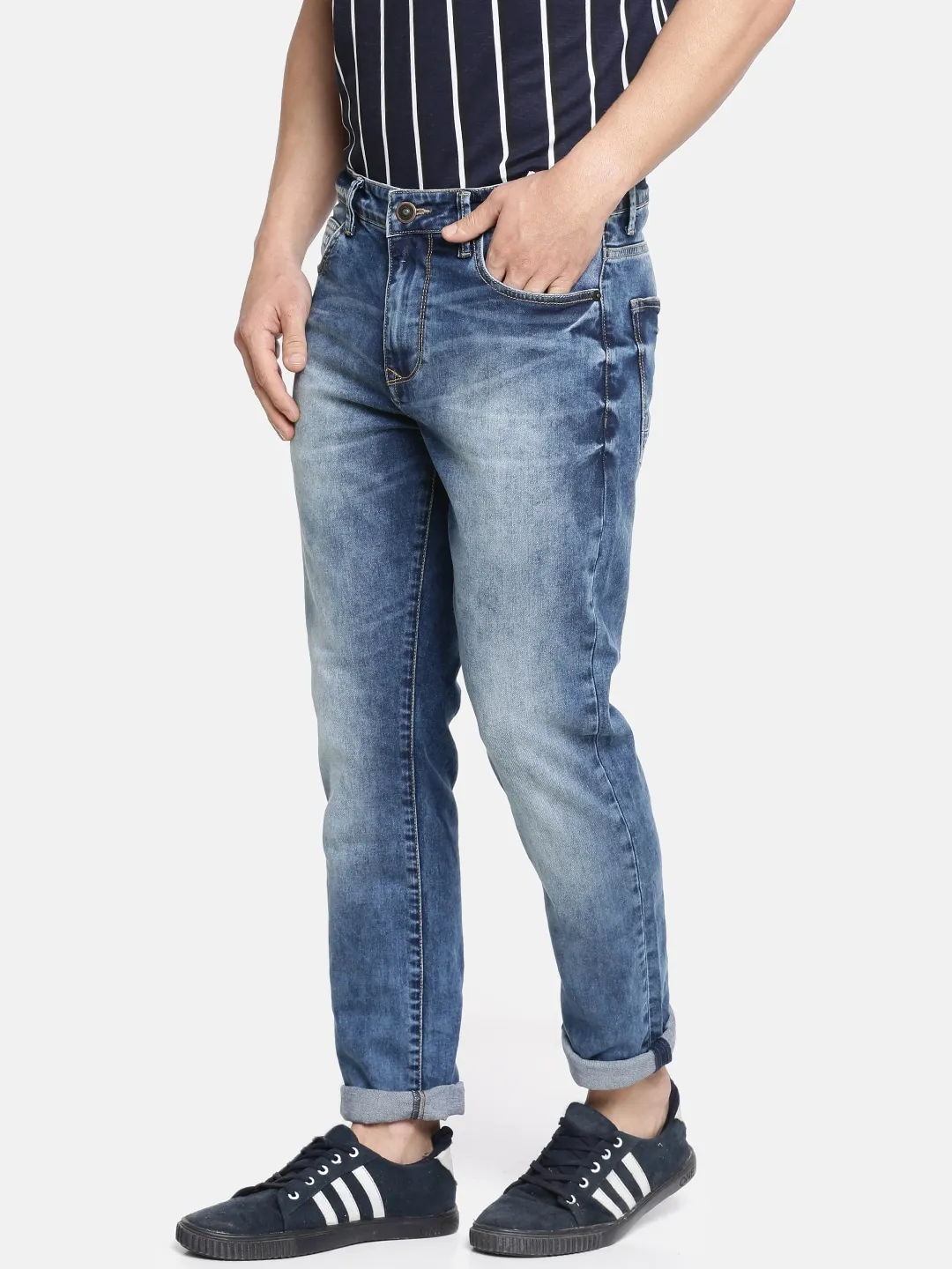 Blue Slim Straight Fit Men's Denims by Being Human Clothing - Image 2