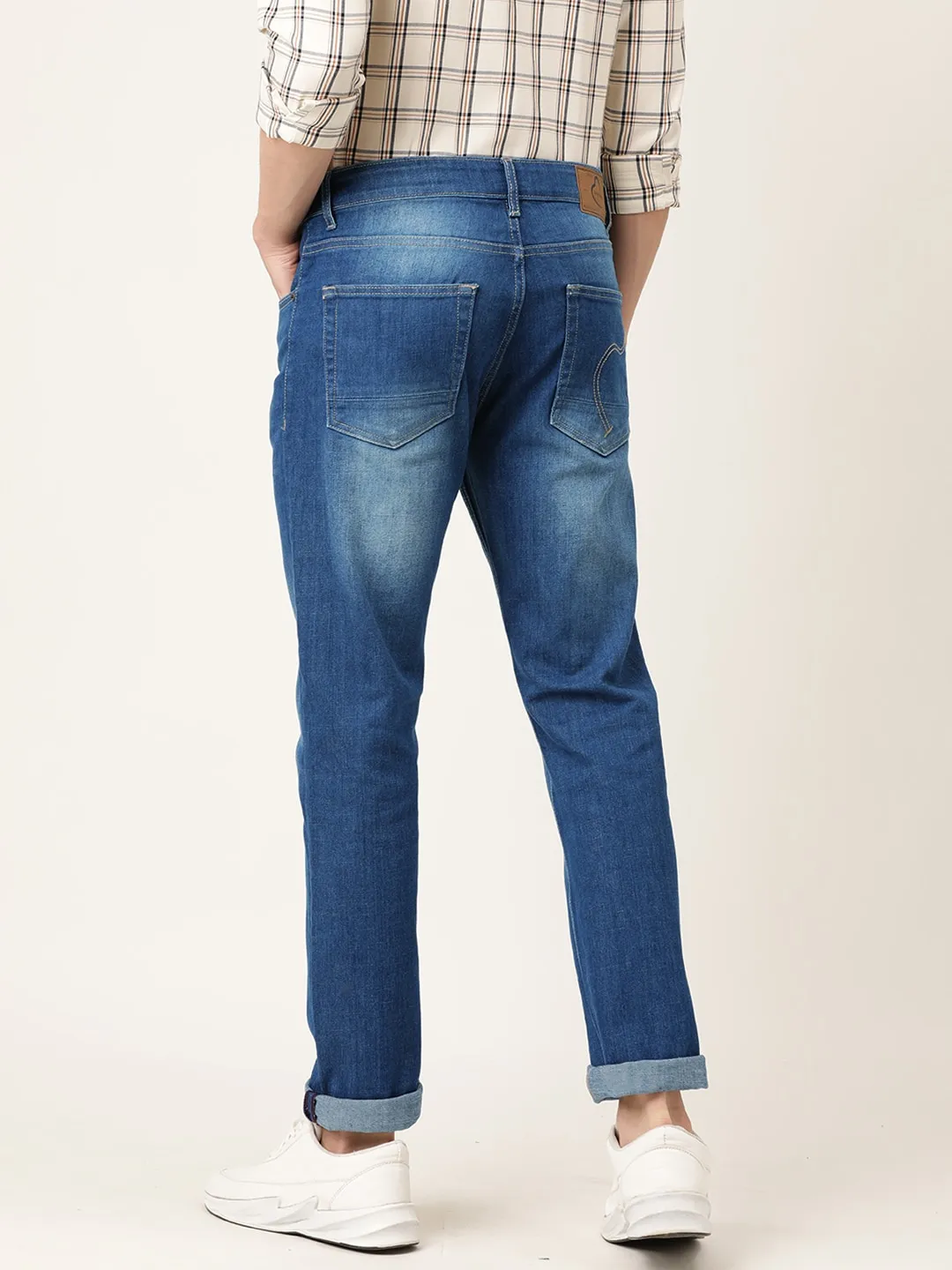 Blue Slim Straight Fit Men's Denims by Being Human Clothing - Image 3