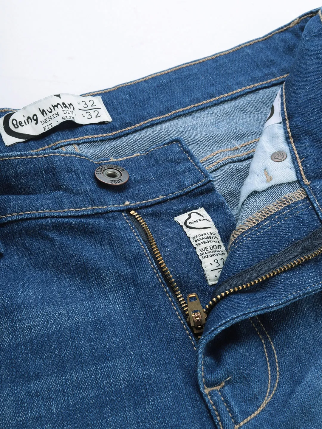Blue Slim Straight Fit Men's Denims by Being Human Clothing - Image 4