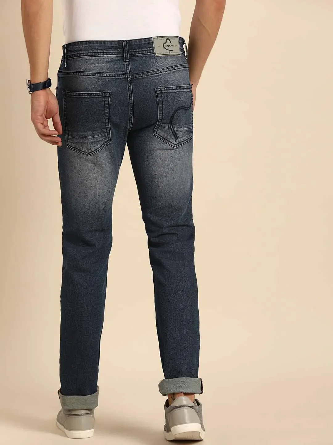 Blue Slim Straight Fit Men's Denims by Being Human Clothing - Image 3