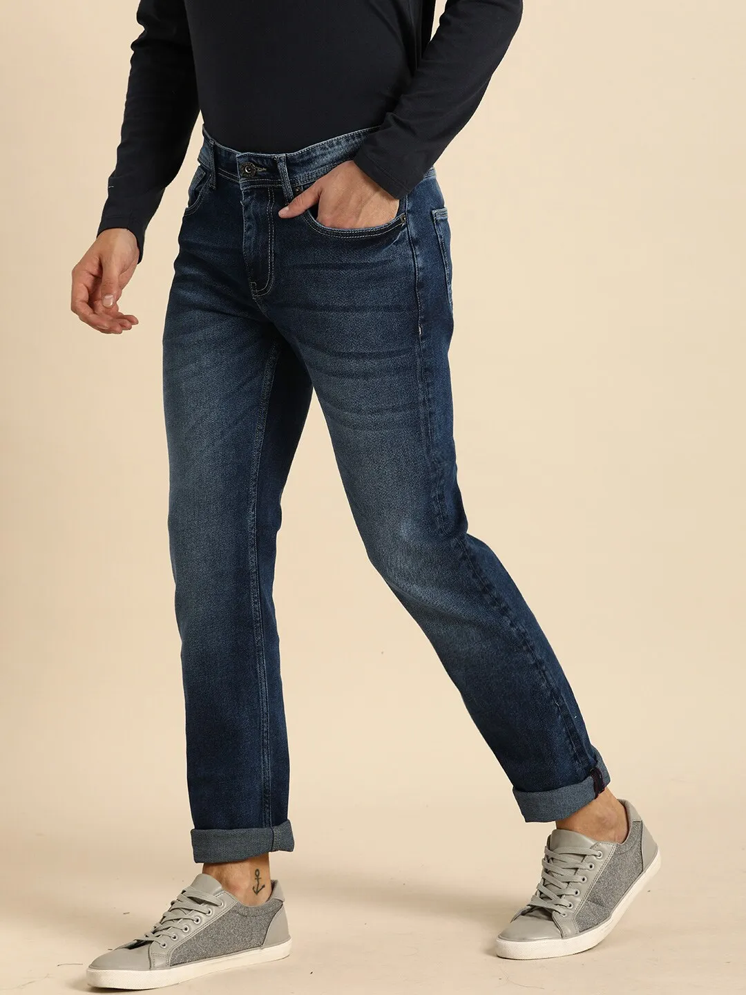 Blue Slim Straight Fit Men's Denims by Being Human Clothing - Image 2