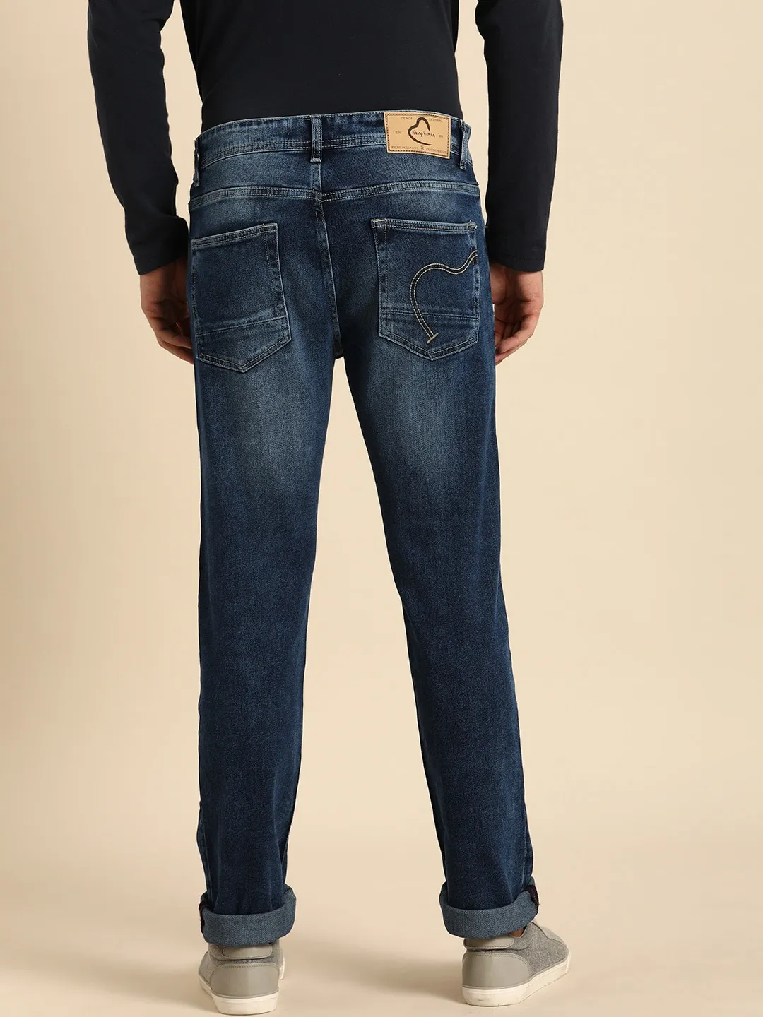 Blue Slim Straight Fit Men's Denims by Being Human Clothing - Image 3