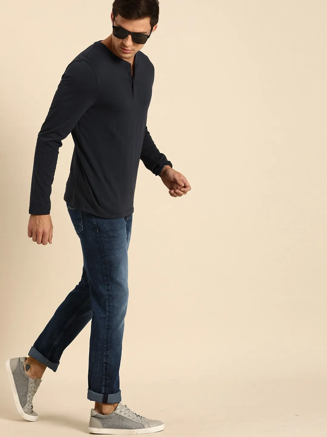 Blue Slim Straight Fit Men's Denims by Being Human Clothing - Image 5