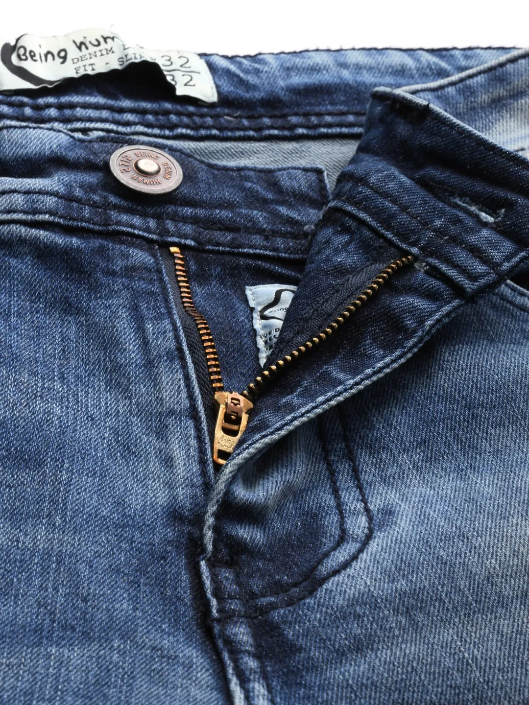 Blue Slim Straight Fit Men's Denims by Being Human Clothing - Image 2