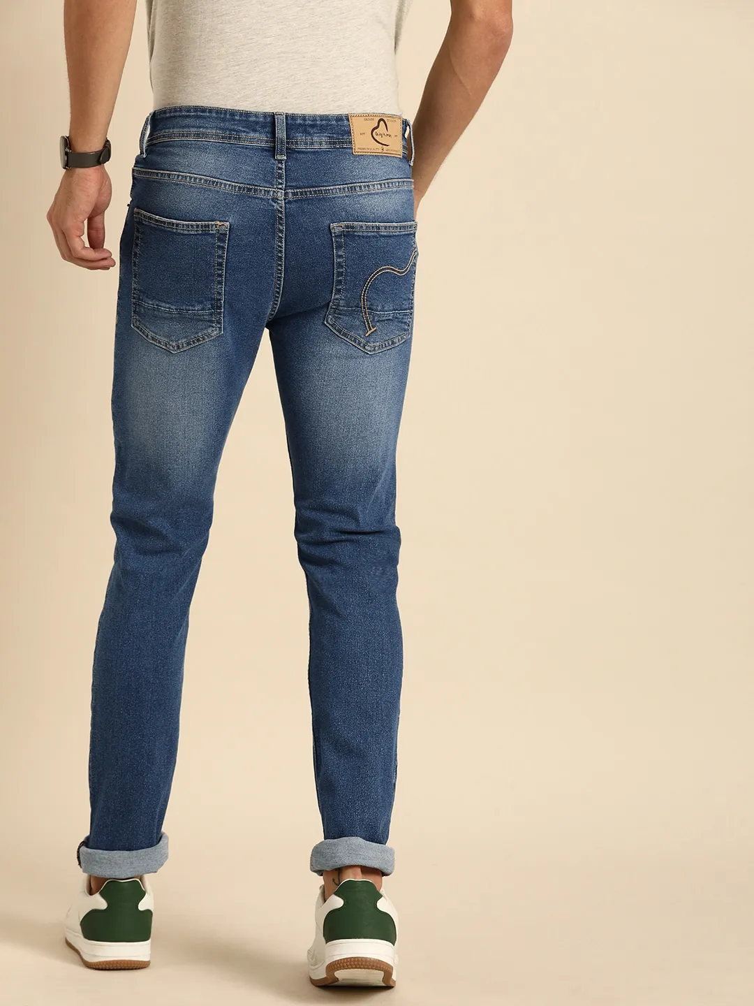 Blue Slim Straight Fit Men's Denims by Being Human Clothing - Image 3