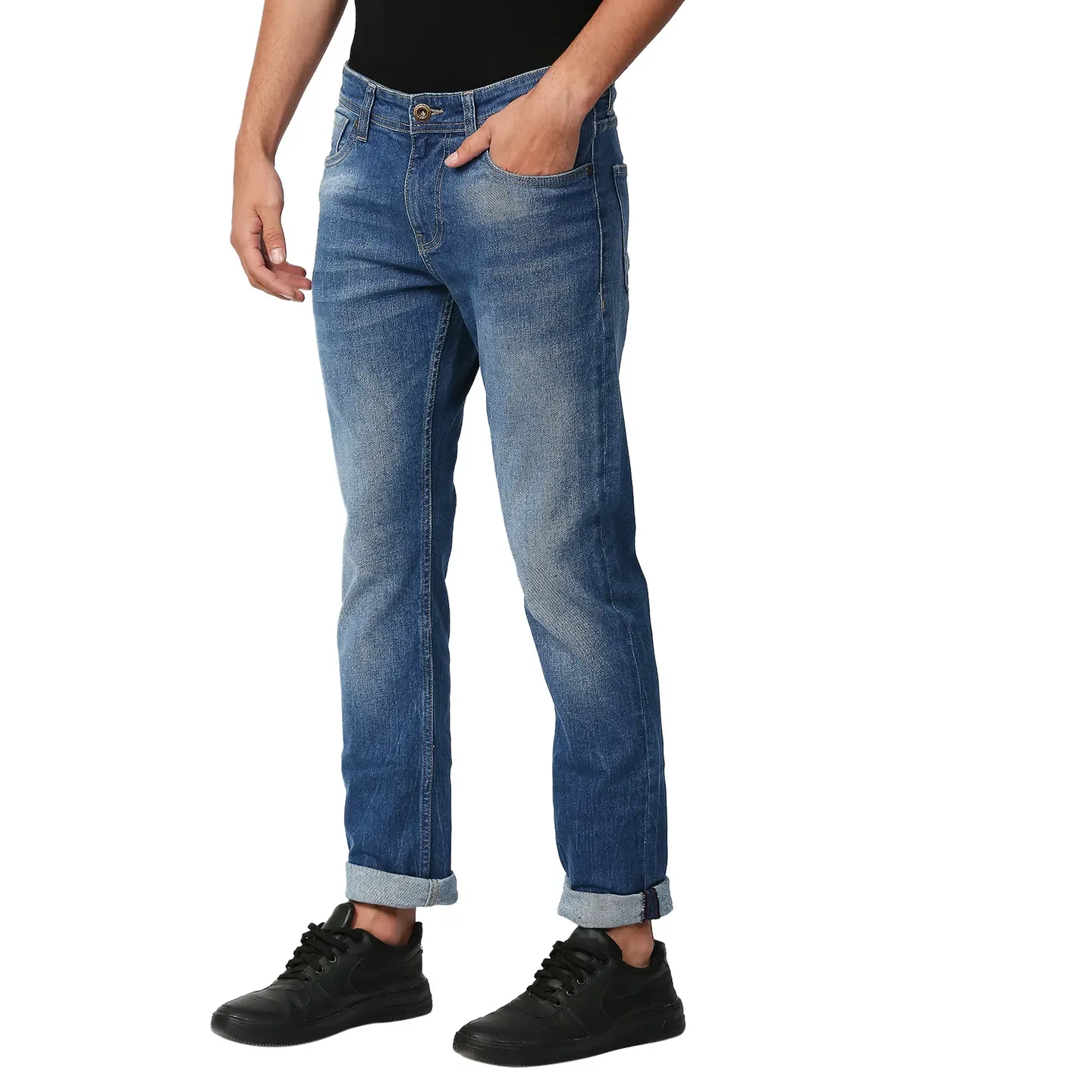Blue Slim Straight Fit Men's Denims by Being Human Clothing - Image 2
