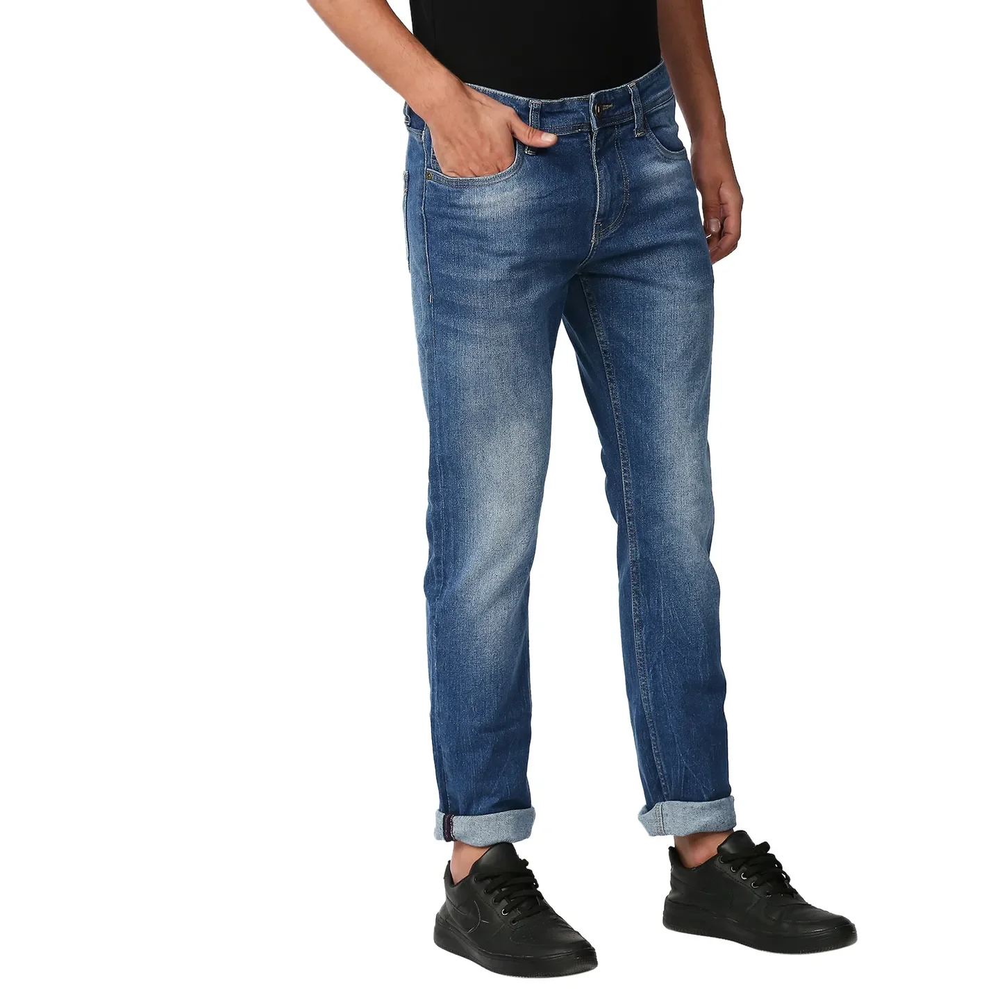 Blue Slim Straight Fit Men's Denims by Being Human Clothing - Image 3