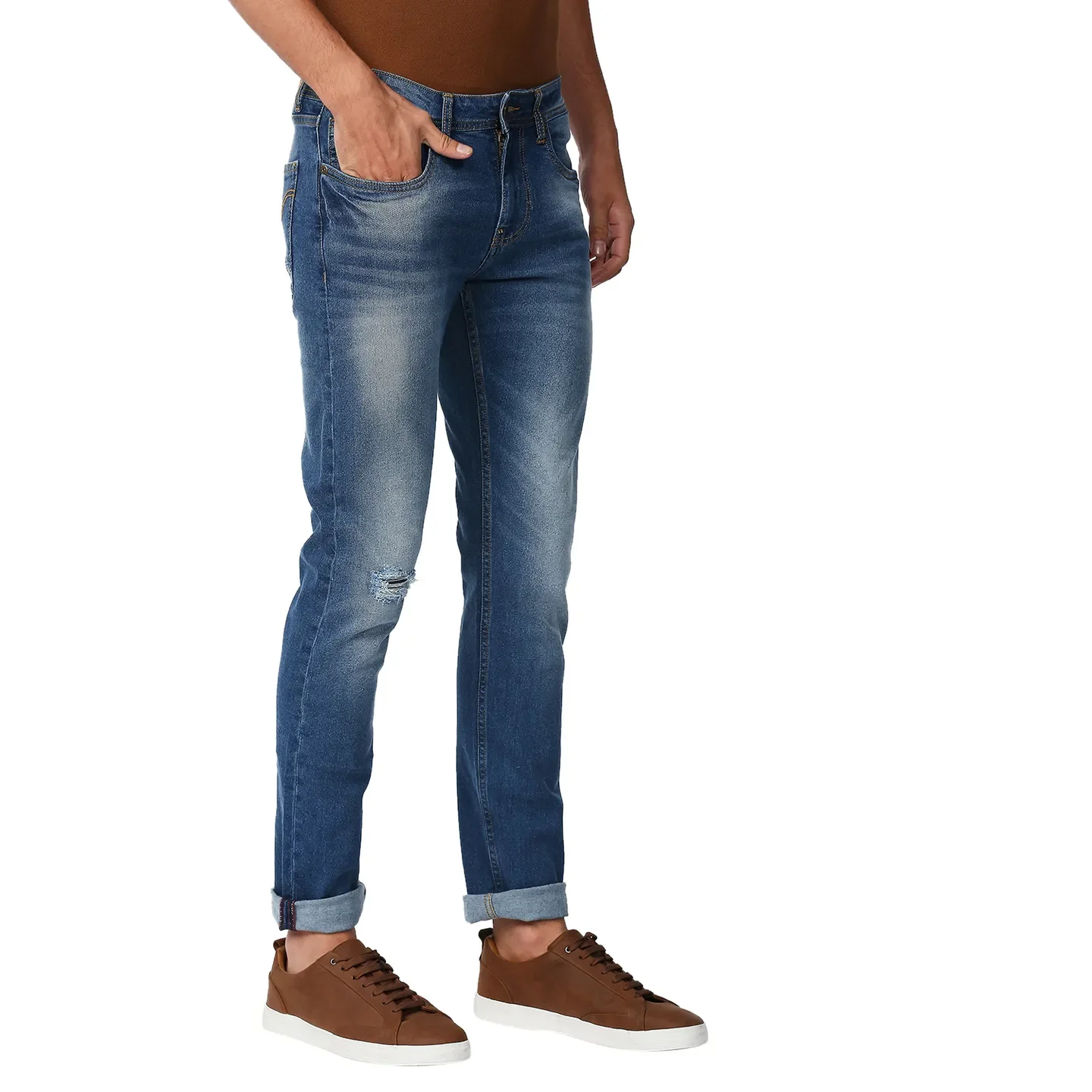 Blue Slim Straight Fit Men's Denims by Being Human Clothing - Image 3