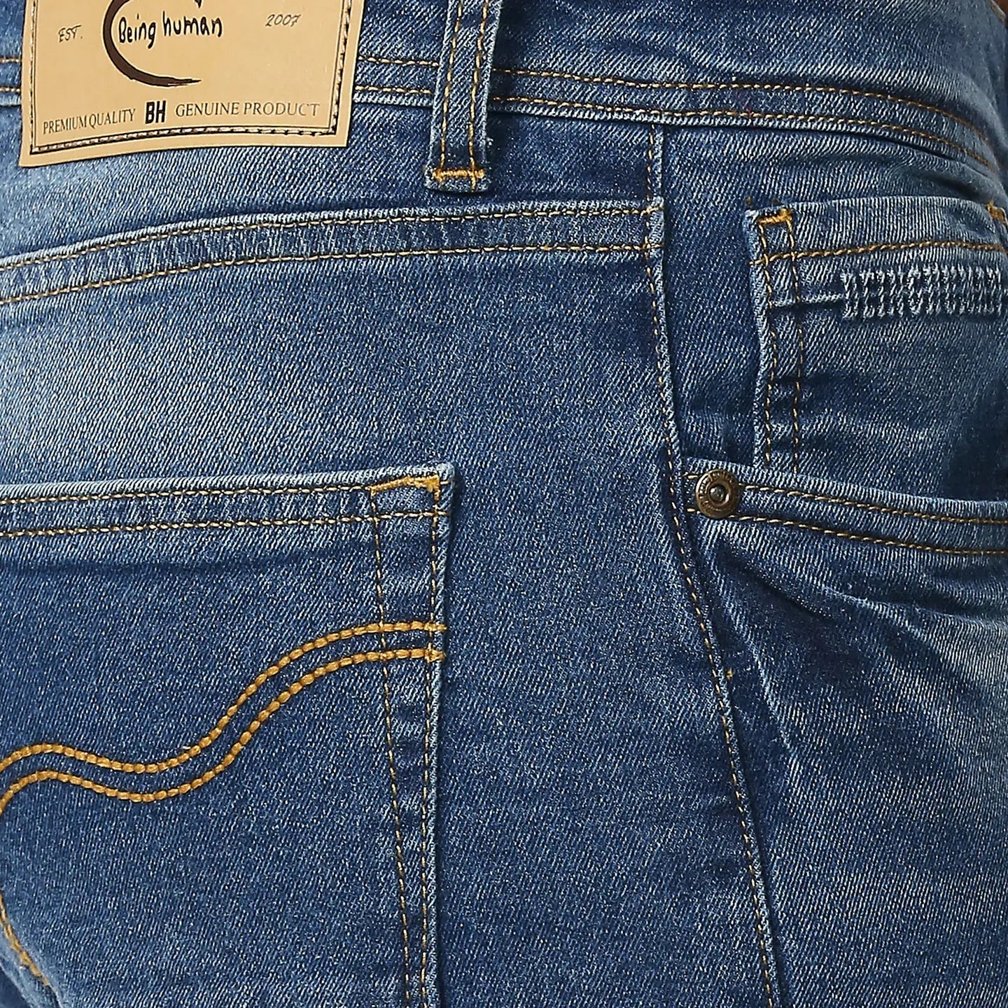 Blue Slim Straight Fit Men's Denims by Being Human Clothing - Image 5