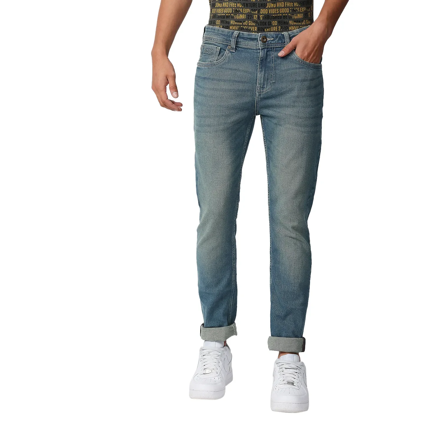 Blue Slim Straight Fit Men's Denims by Being Human Clothing
