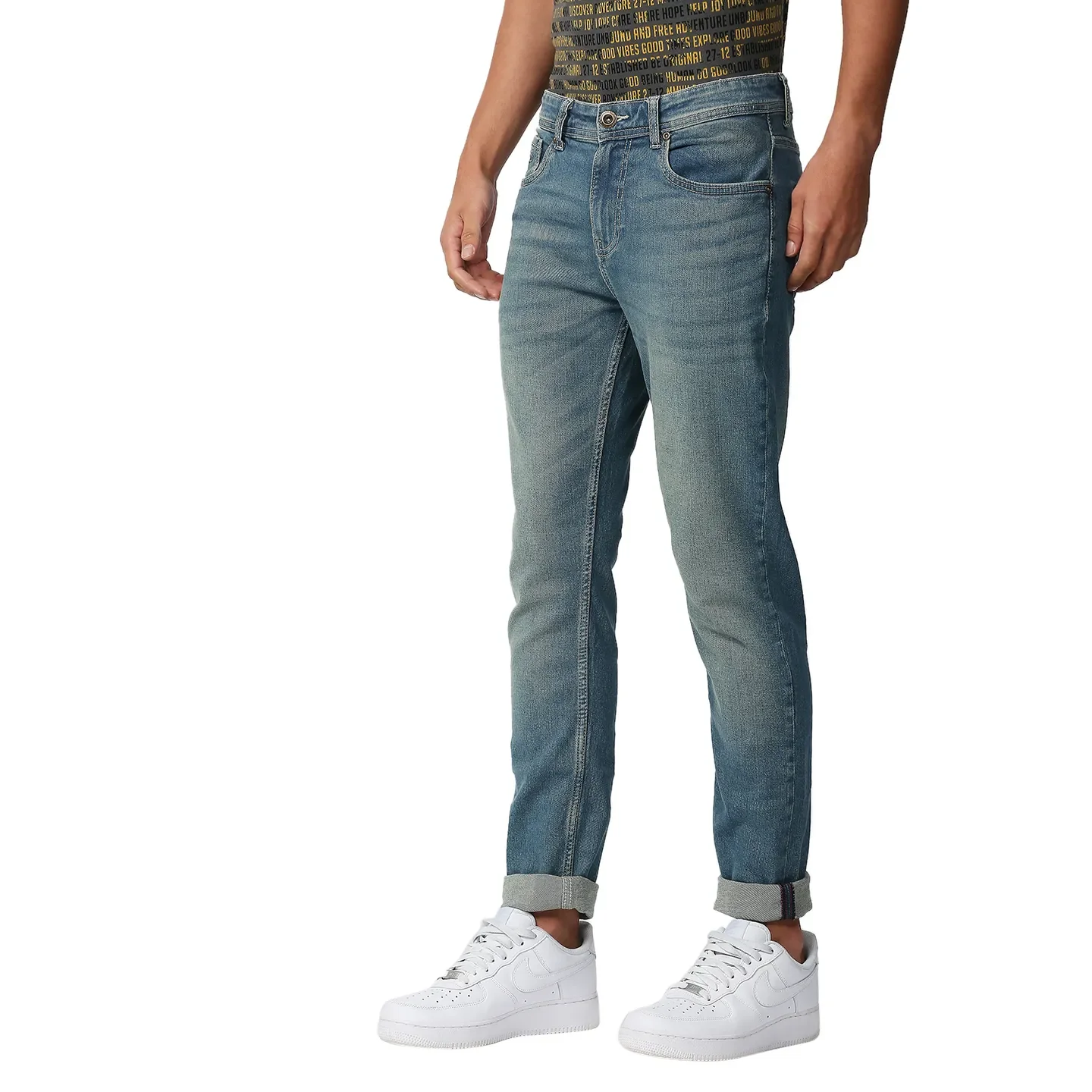 Blue Slim Straight Fit Men's Denims by Being Human Clothing - Image 2