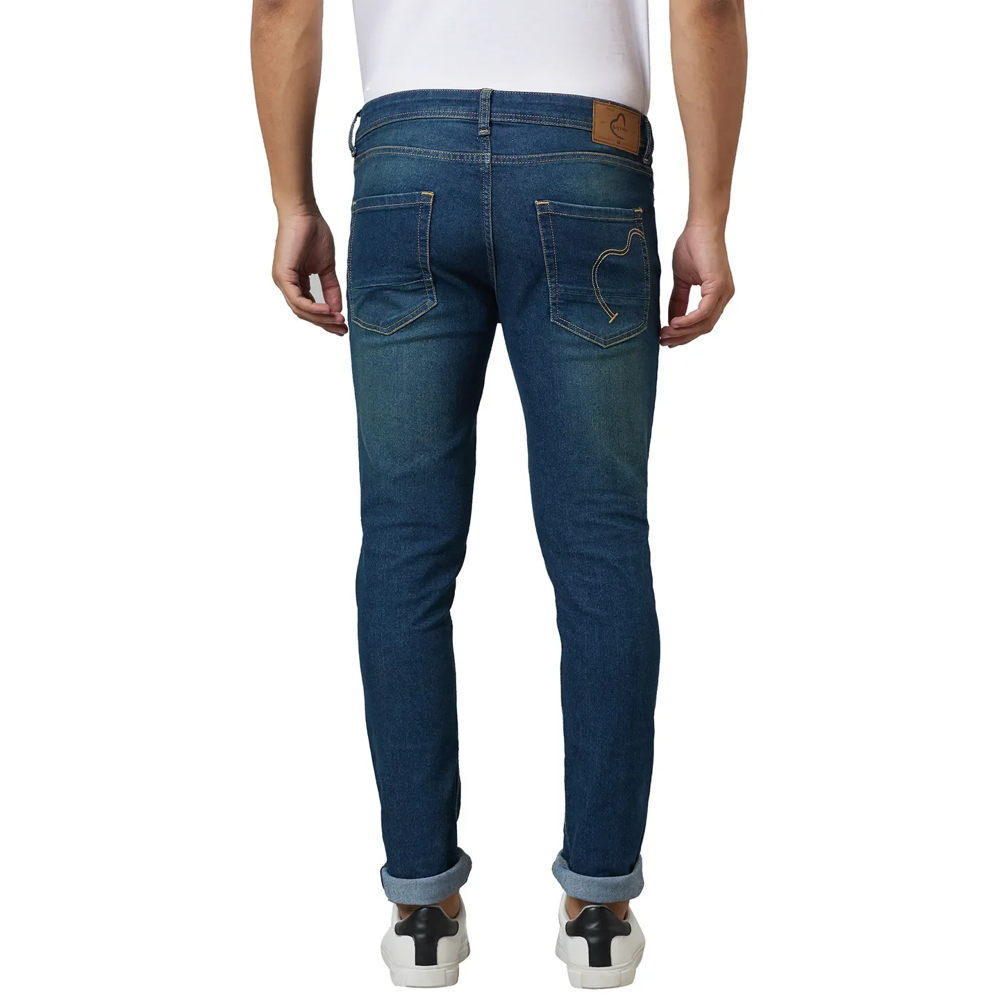 Blue Slim Straight Fit Men's Denims by Being Human Clothing - Image 3