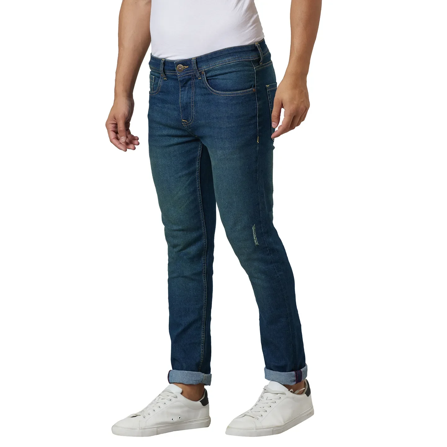 Blue Slim Straight Fit Men's Denims by Being Human Clothing - Image 4