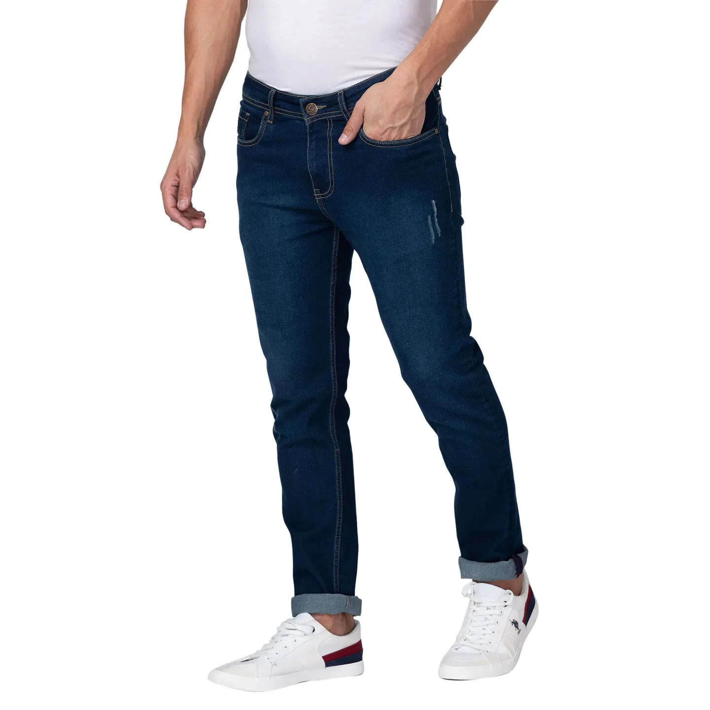 Blue Slim Straight Fit Men's Denims by Being Human Clothing - Image 2