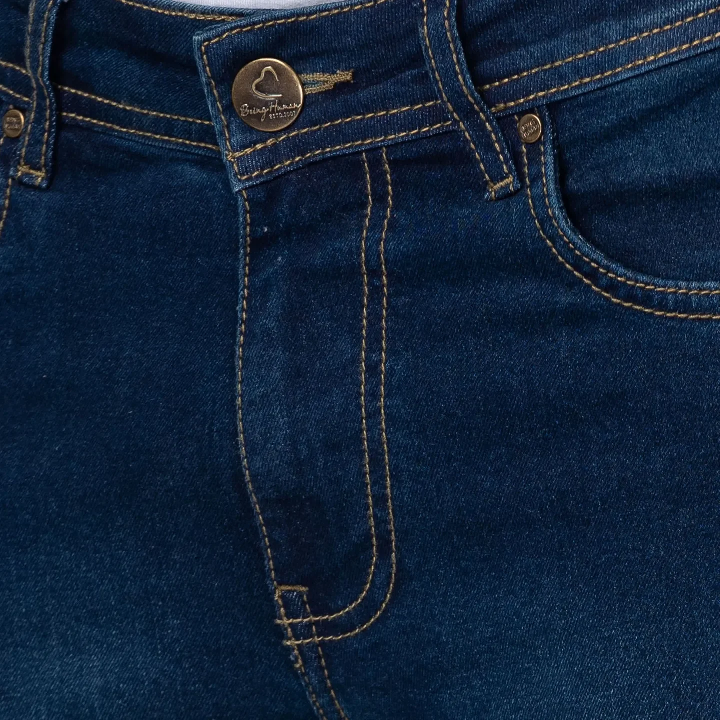Blue Slim Straight Fit Men's Denims by Being Human Clothing - Image 4