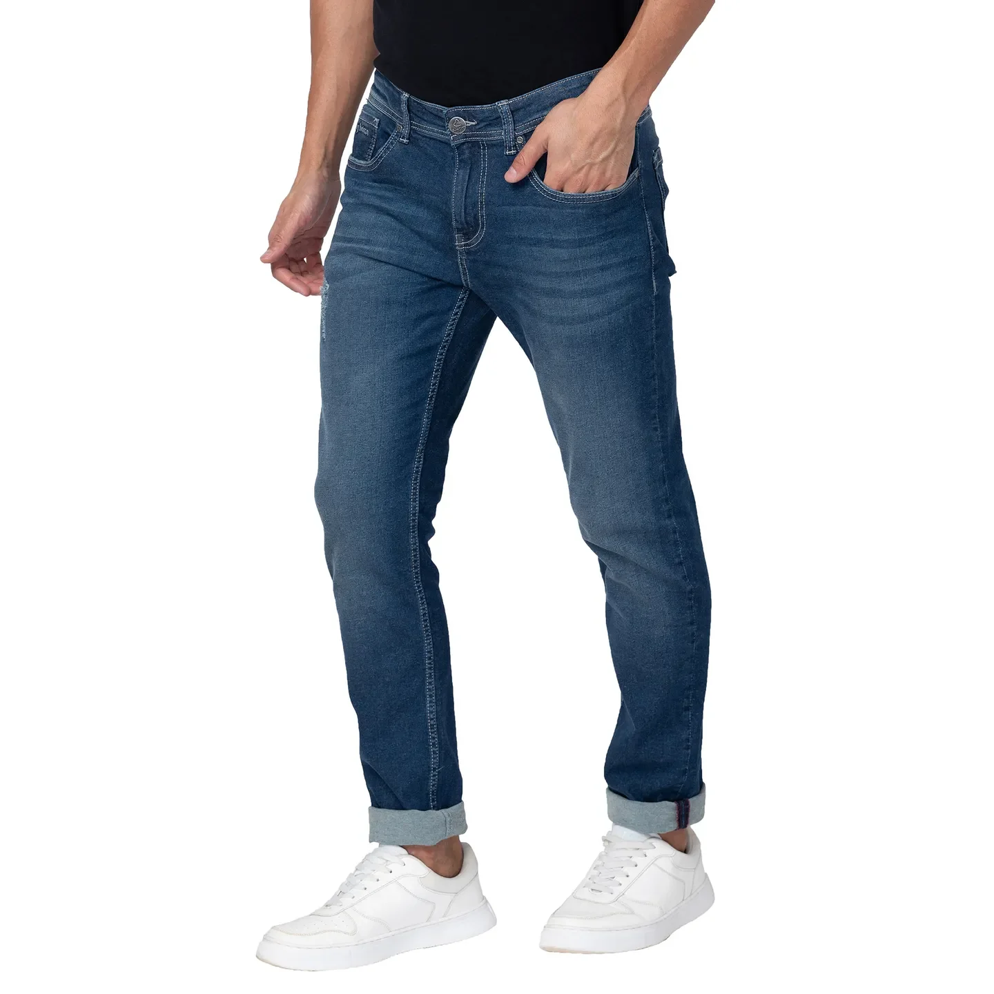 Blue Slim Straight Fit Men's Denims by Being Human Clothing - Image 2