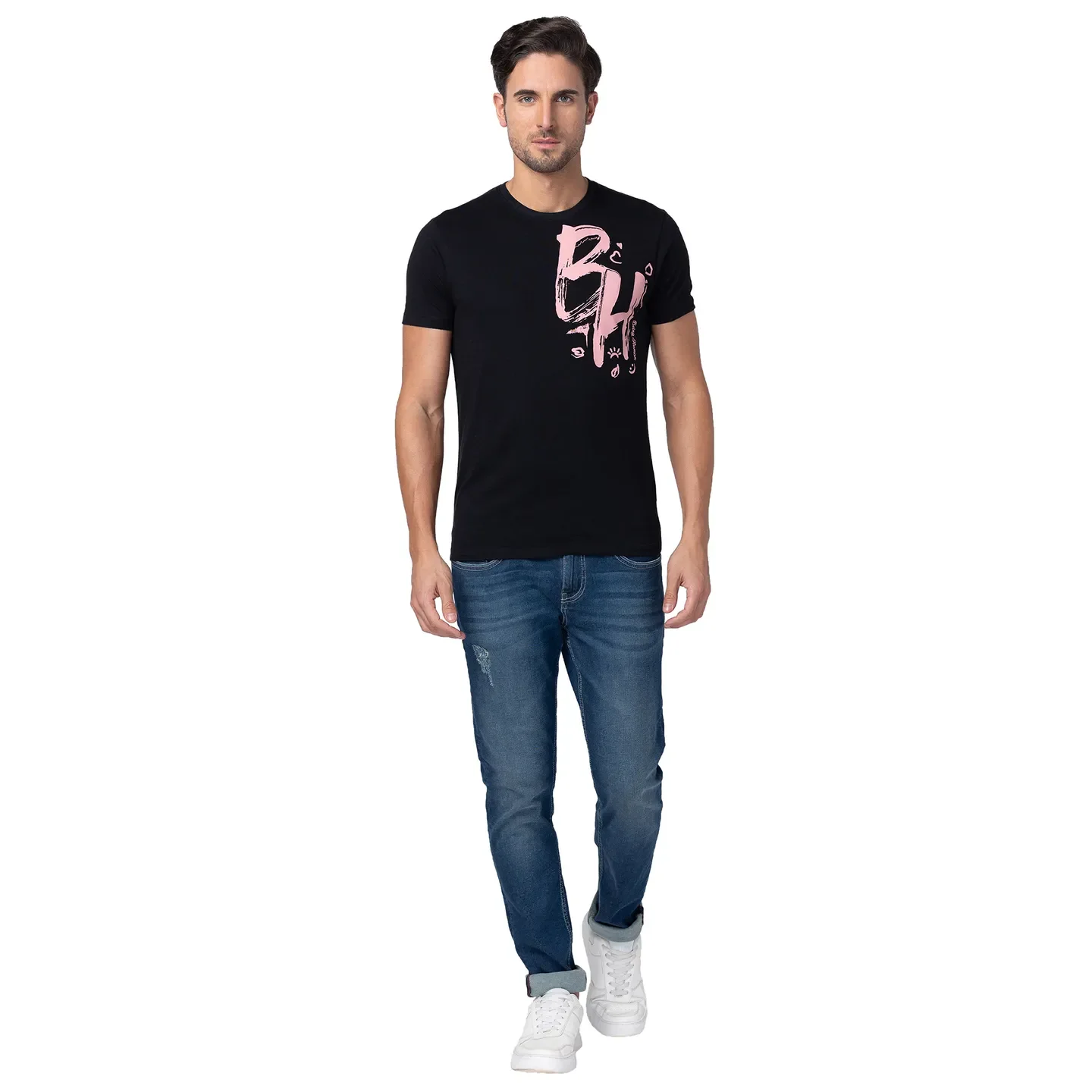 Blue Slim Straight Fit Men's Denims by Being Human Clothing - Image 5