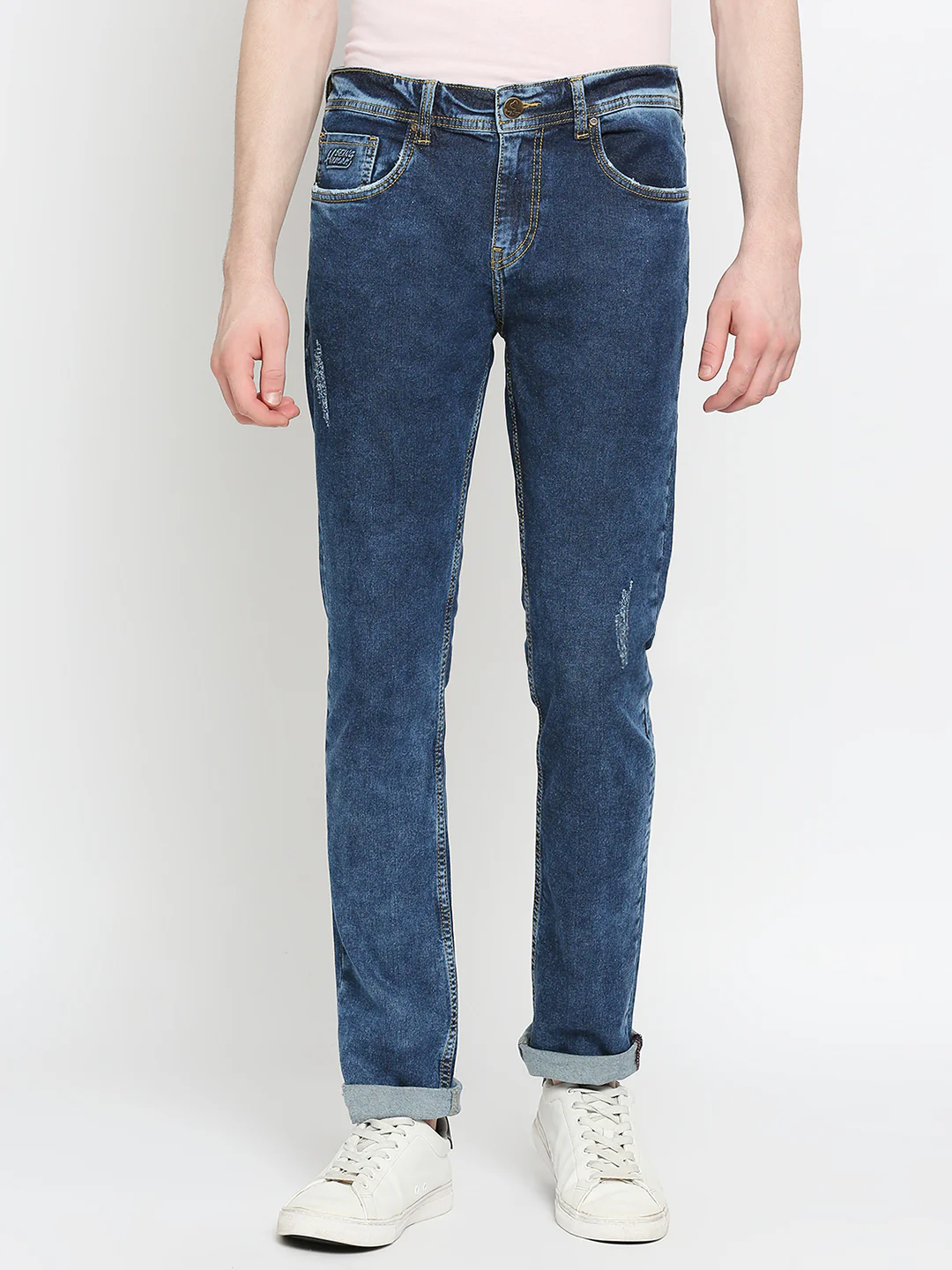 Blue Slim Fit Denims For Men By Being Human Clothing
