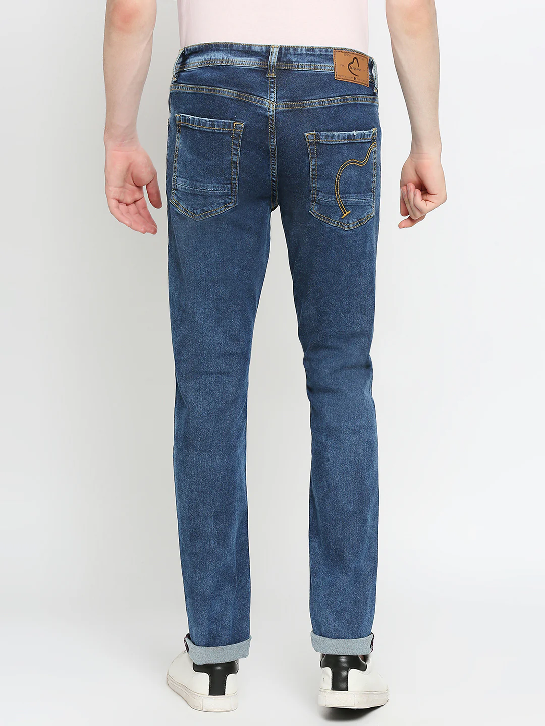 Blue Slim Fit Denims For Men By Being Human Clothing - Image 4
