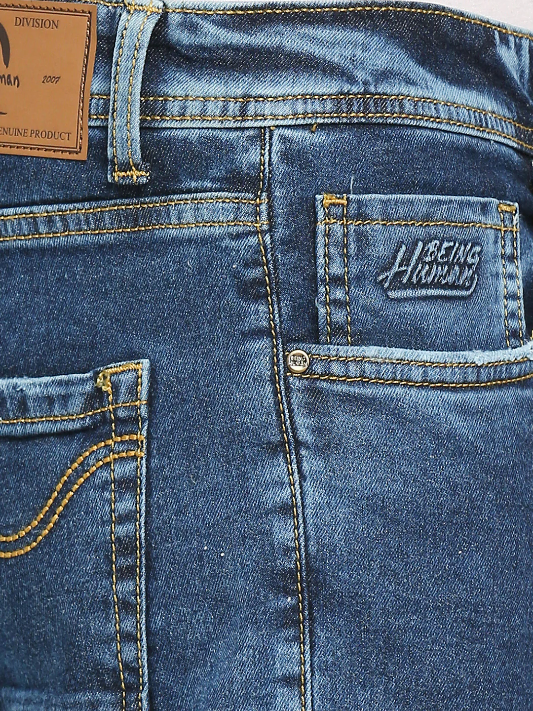 Blue Slim Fit Denims For Men By Being Human Clothing - Image 5