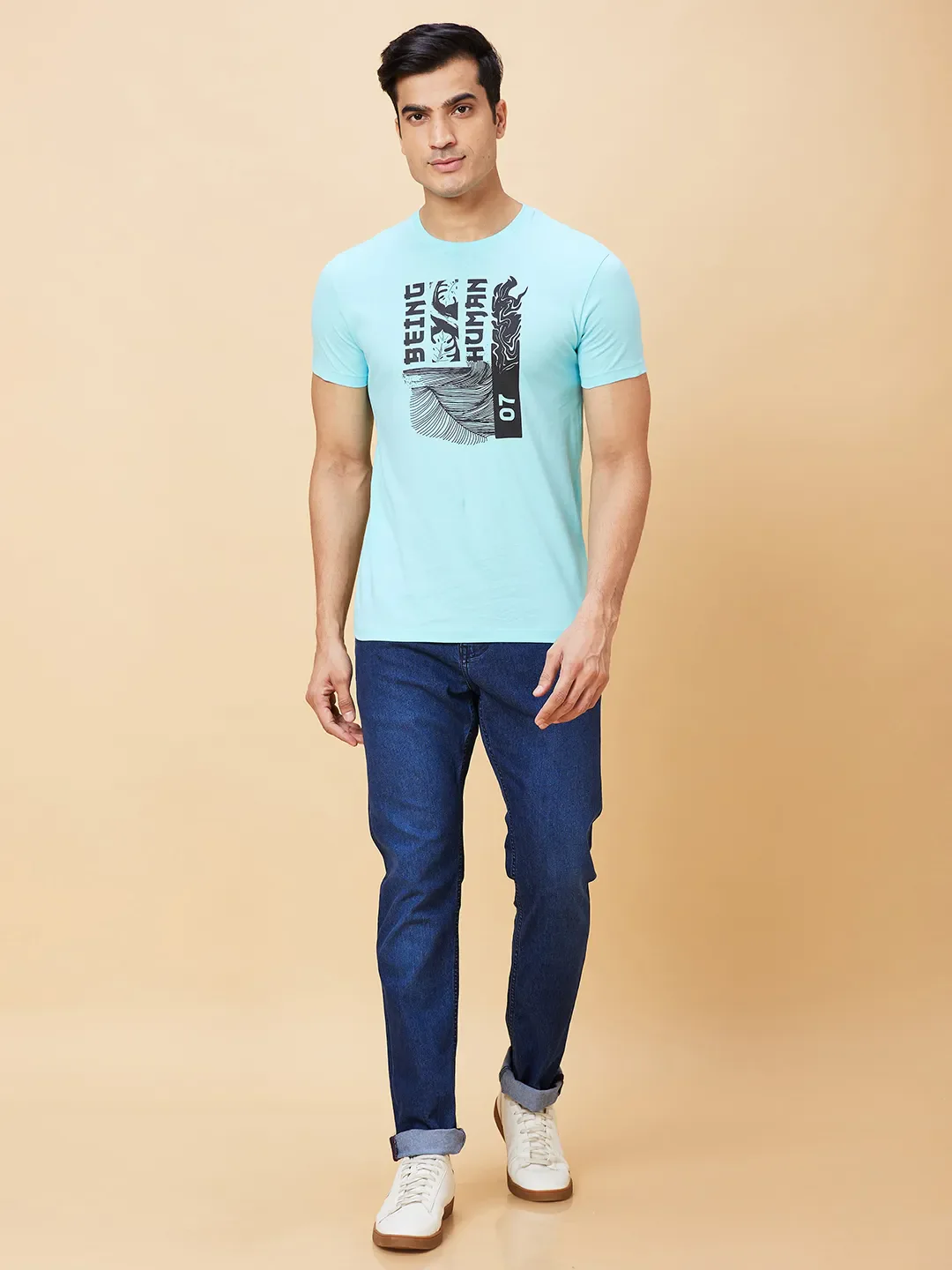 Blue Slim Straight Fit Men's Denims by Being Human Clothing - Image 2
