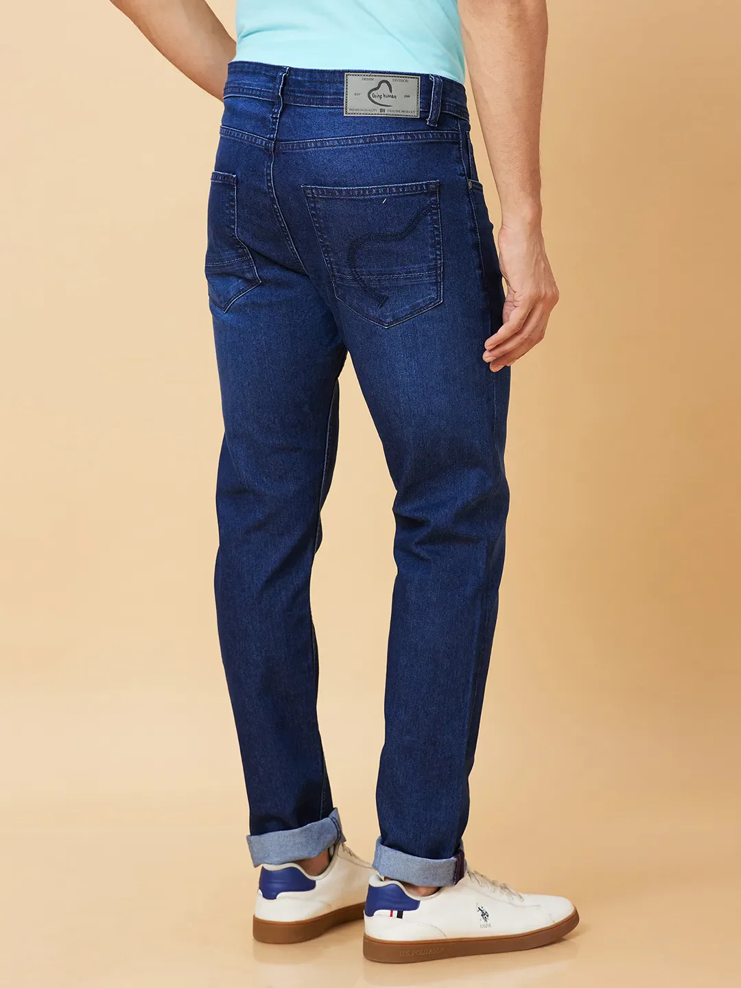 Blue Slim Straight Fit Men's Denims by Being Human Clothing - Image 4