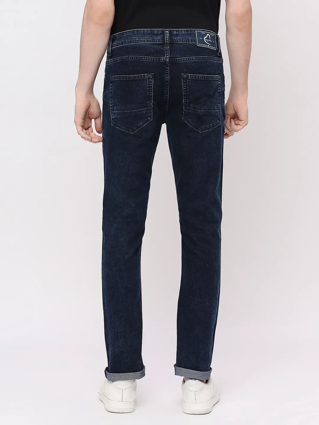 Blue Slim Straight Fit Men's Denims by Being Human Clothing - Image 4