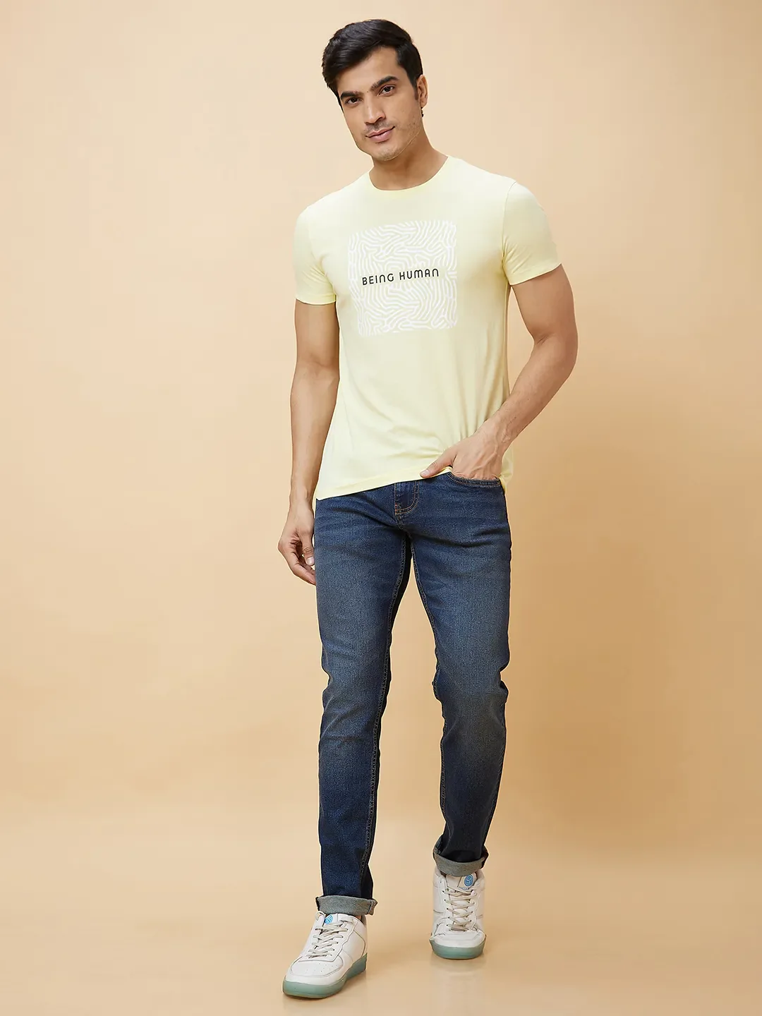 Blue Slim Straight Fit Men's Denims by Being Human Clothing - Image 2