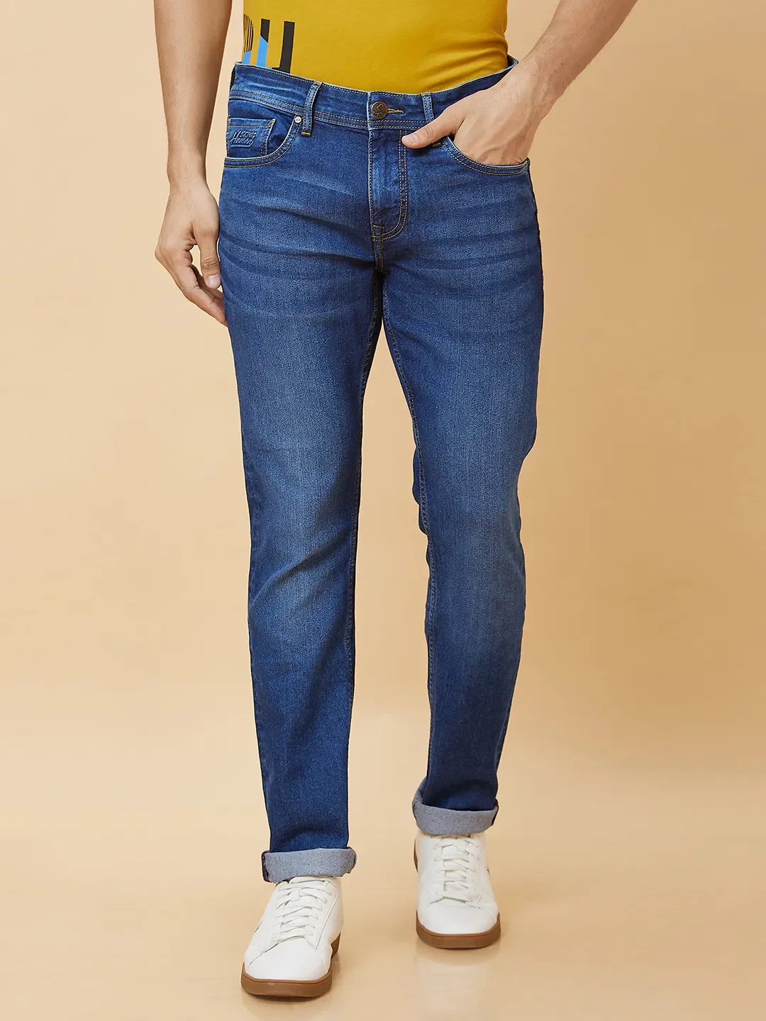 Blue Slim Straight Fit Men's Denims by Being Human Clothing