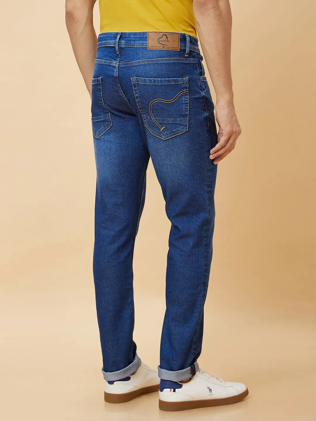 Blue Slim Straight Fit Men's Denims by Being Human Clothing - Image 4