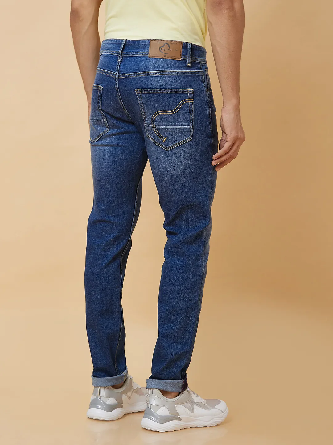 Blue Slim Straight Fit Men's Denims by Being Human Clothing - Image 4