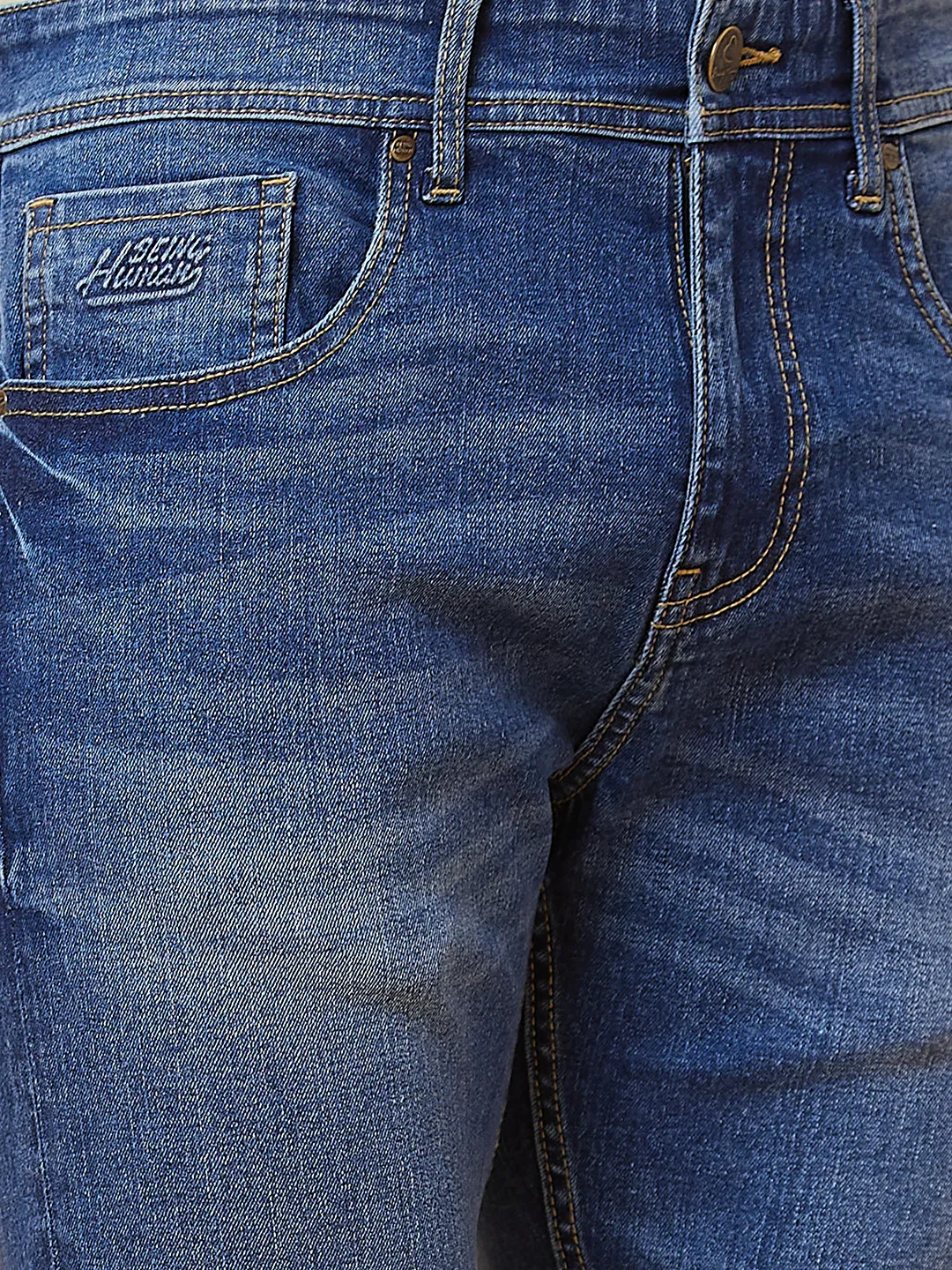 Blue Slim Straight Fit Men's Denims by Being Human Clothing - Image 5