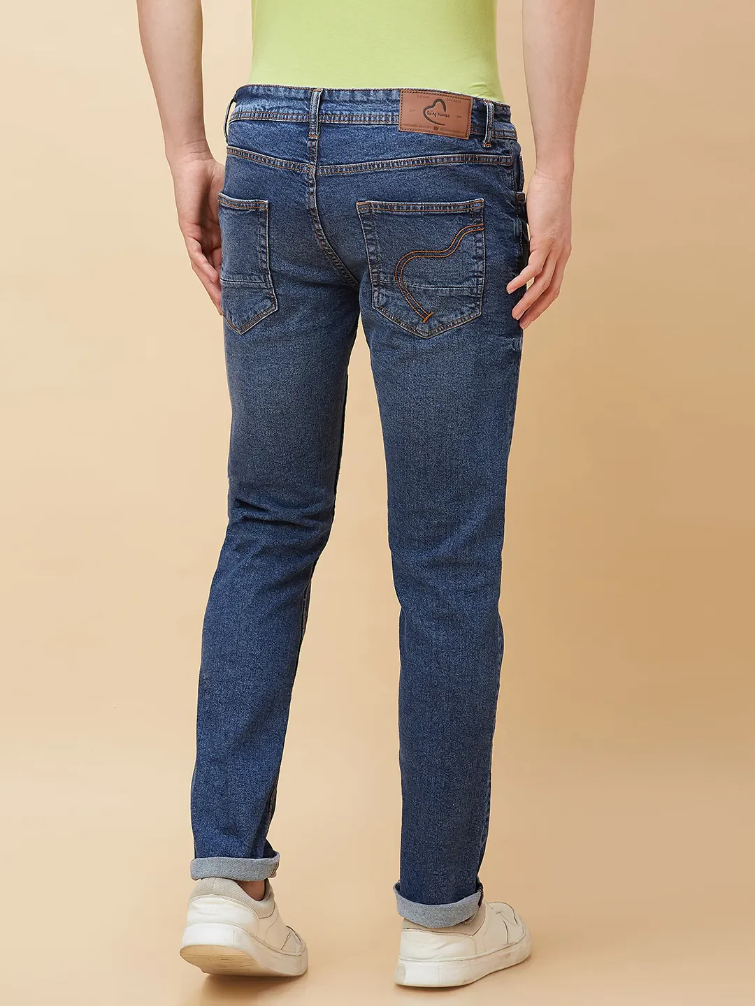 Blue Slim Straight Fit Men's Denims by Being Human Clothing - Image 3