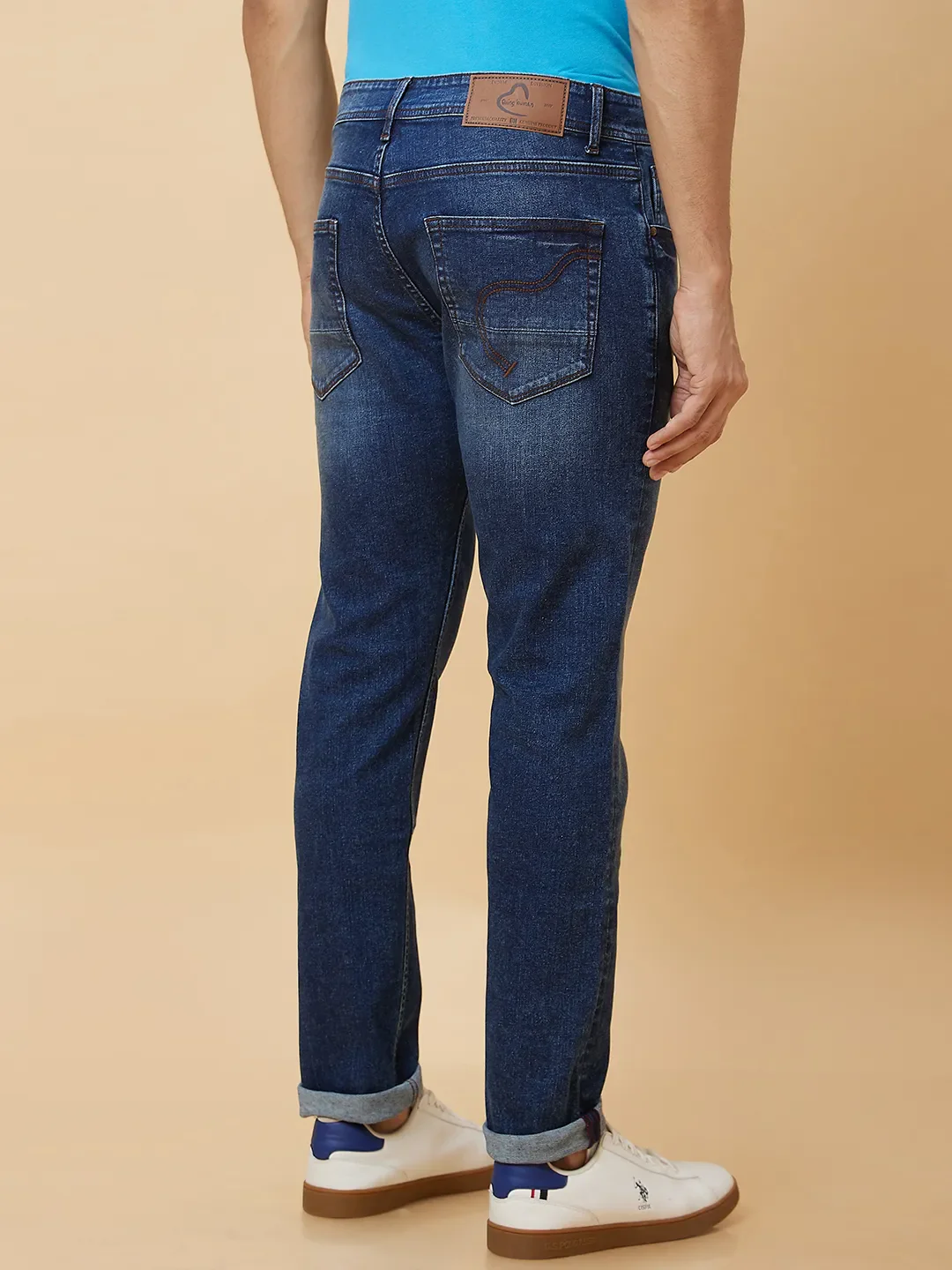 Blue Slim Straight Fit Men's Denims by Being Human Clothing - Image 2
