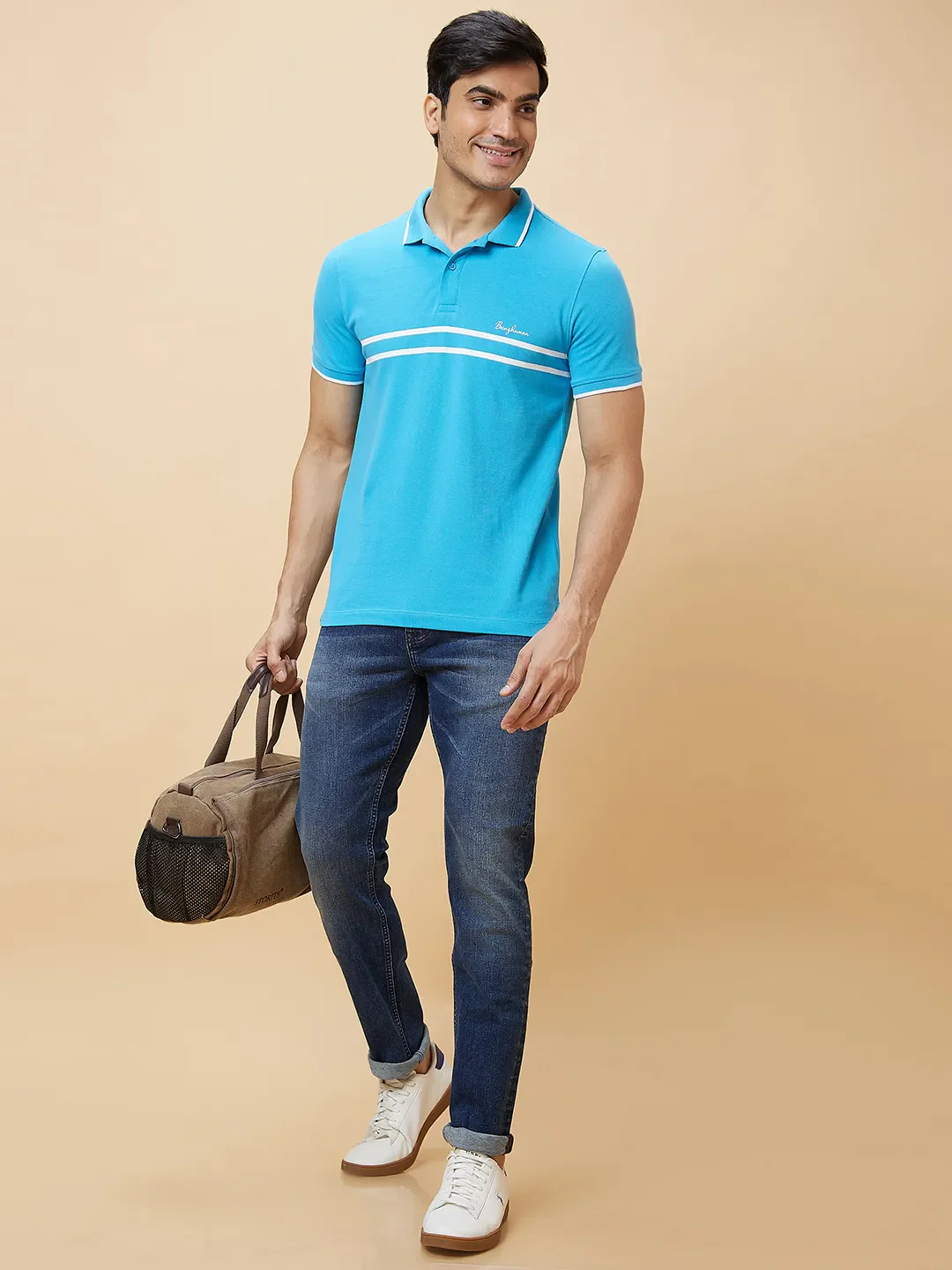 Blue Slim Straight Fit Men's Denims by Being Human Clothing - Image 3