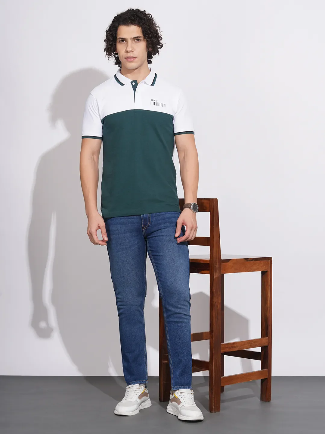 Blue Slim Straight Fit Men's Denims by Being Human Clothing - Image 4