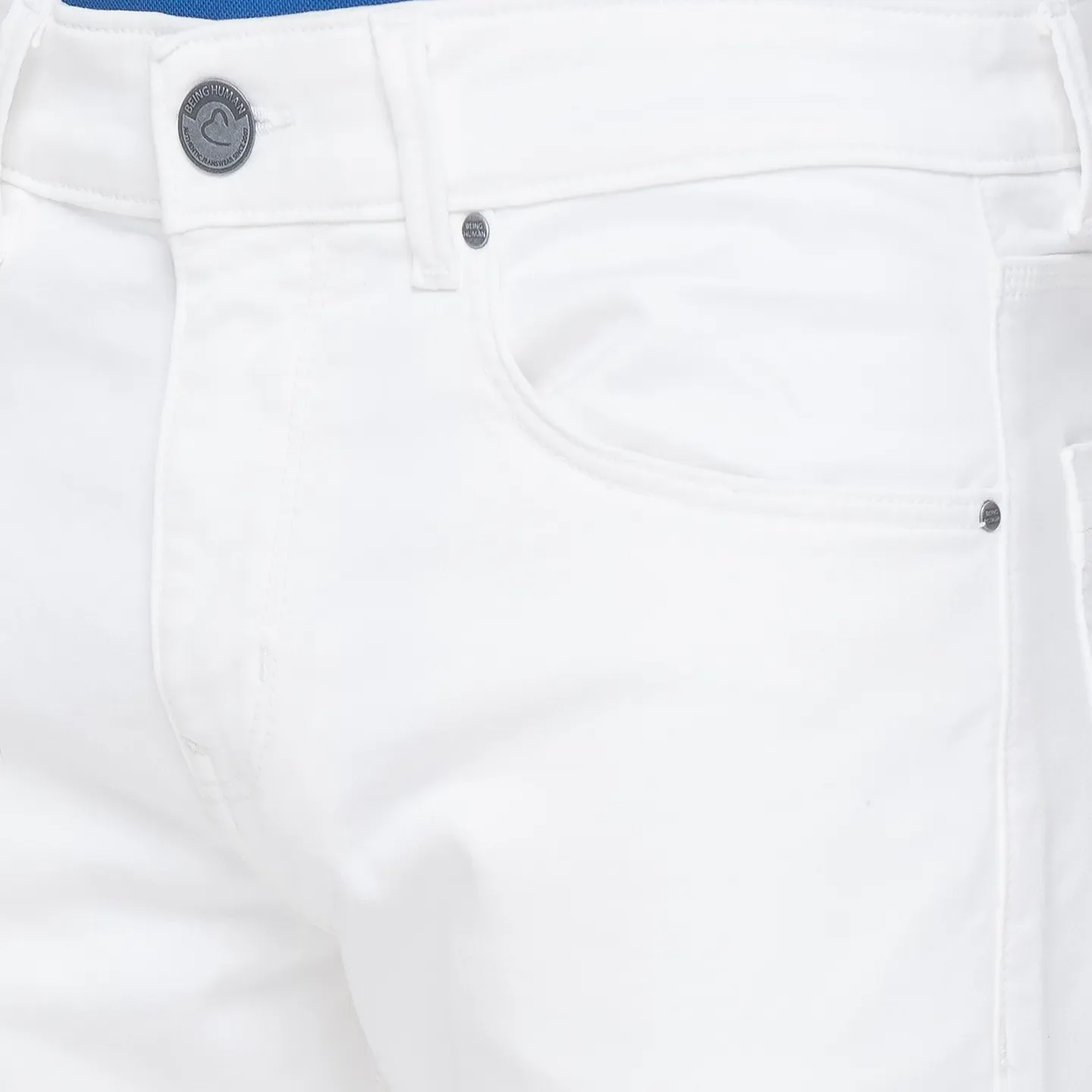 White Slim Straight Fit Men's Denims by Being Human Clothing - Image 3