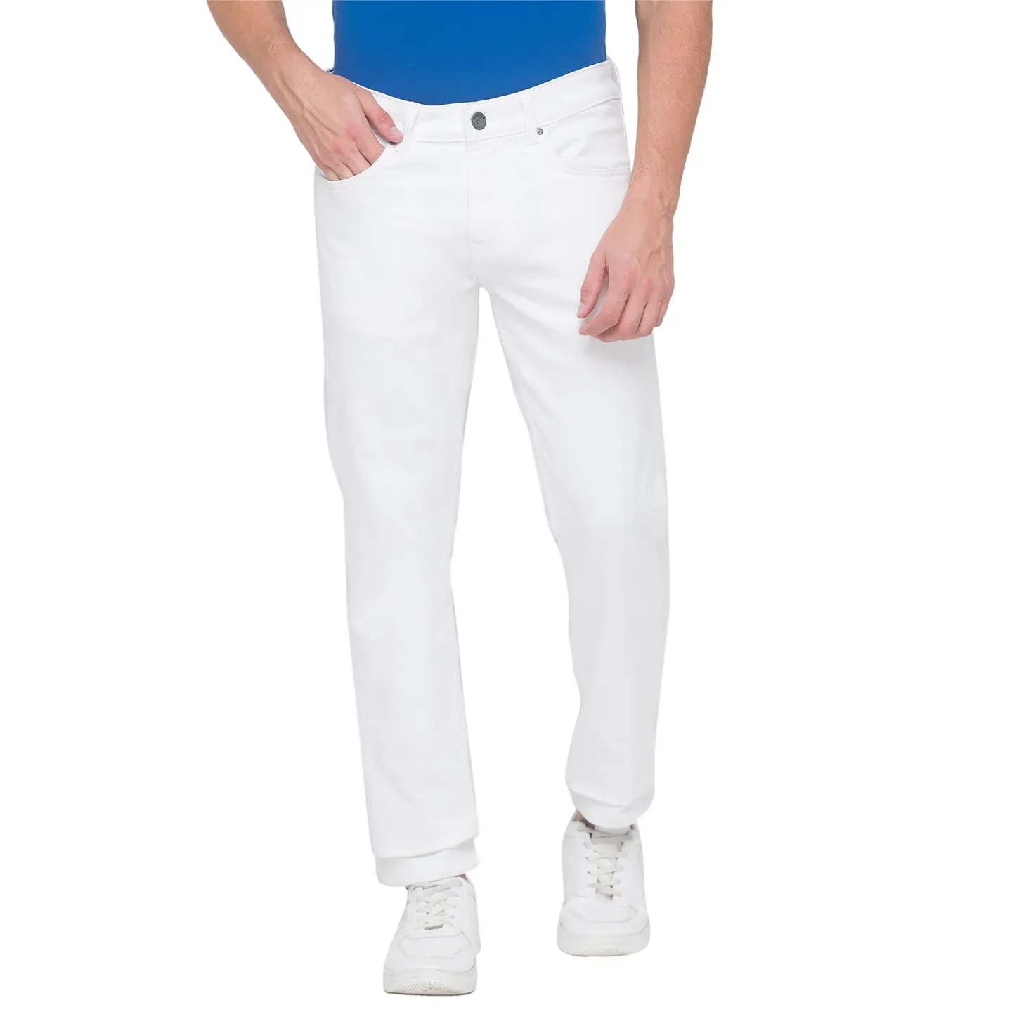 White Slim Straight Fit Men's Denims by Being Human Clothing - Image 4