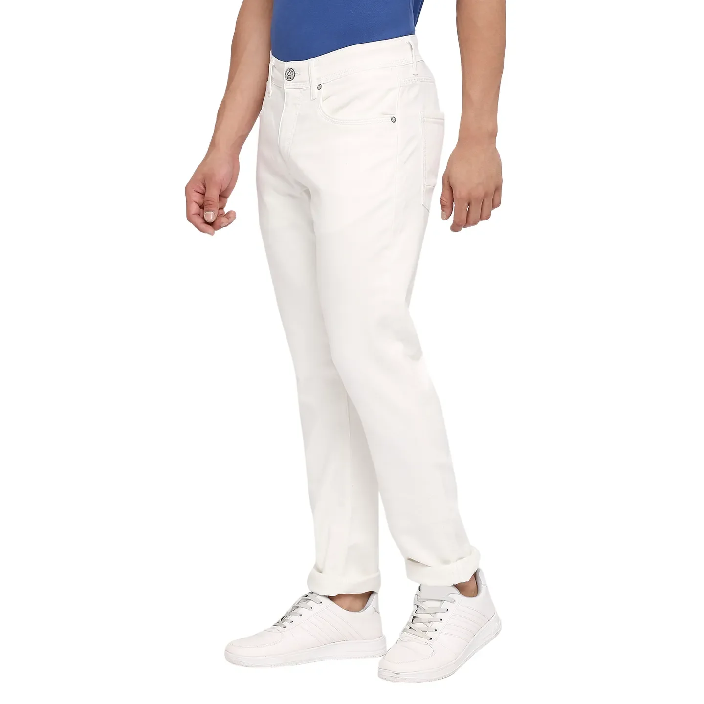 White Slim Straight Fit Men's Denims by Being Human Clothing - Image 2